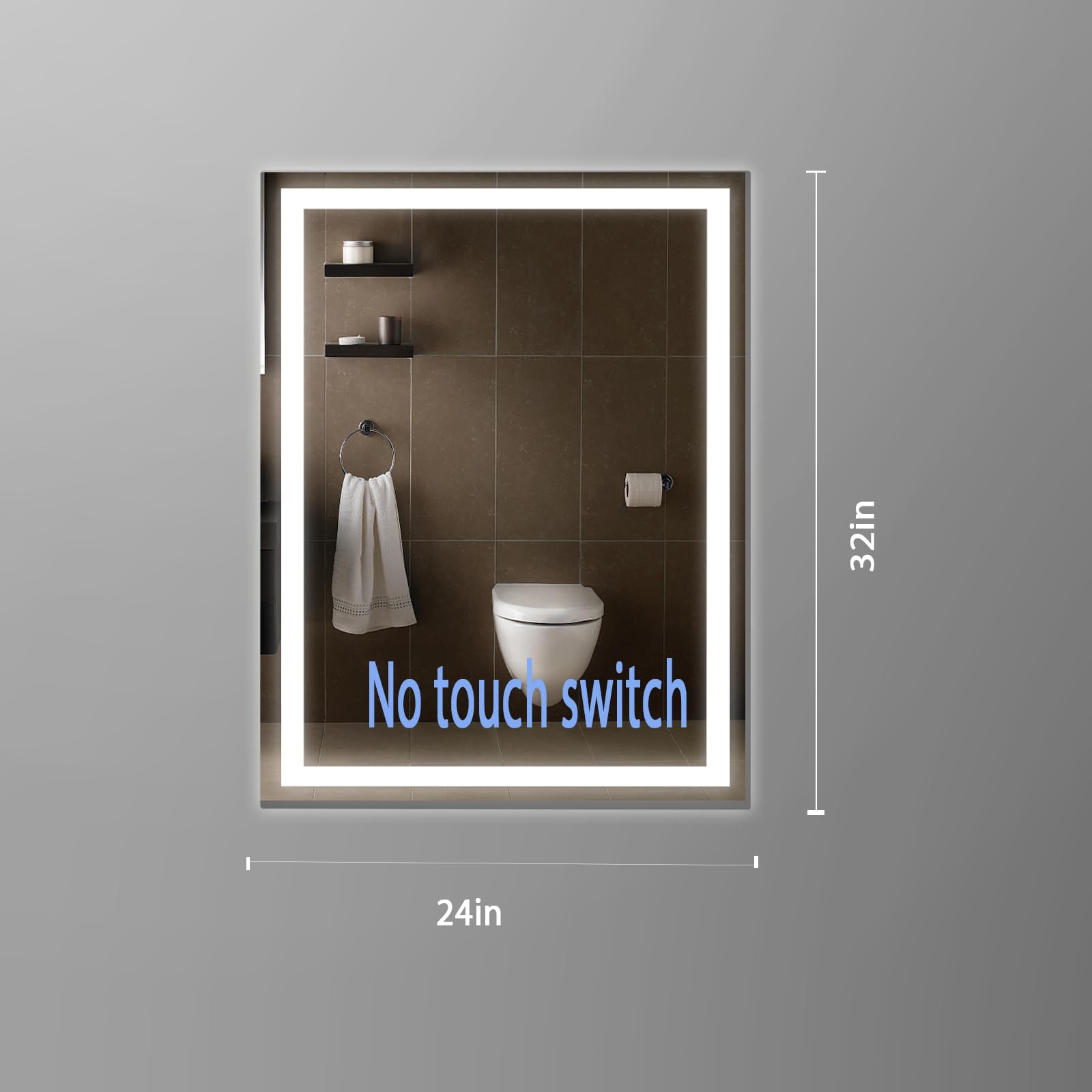 cxxsom 32x24 LED Bathroom Mirror with Lights LED Mirror for Bathroom Smart Vanity Makeup Mirror,Anti-Fog,Stepless Dimmable with