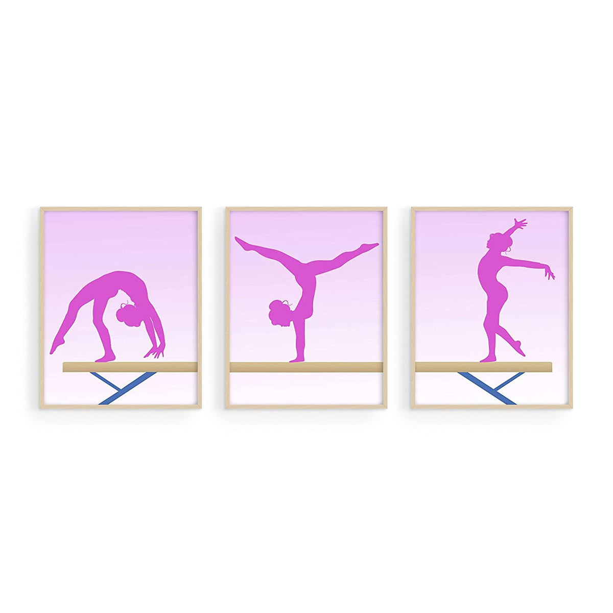 Summit Designs Gymnastics Gymnast Wall Art Decor Prints - Set Of 3 (8X10) Inch Unframed Poster Photos - Bedroom, Nursery, Baseme