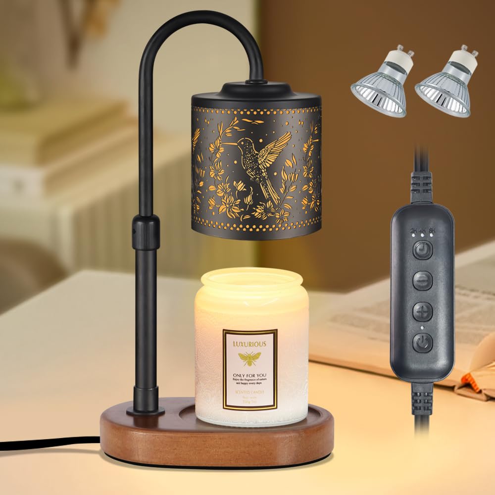 Dimmable Candle Warmer Lamp with Timer Adjustable Height for Scented Jar Candles Electric Candle Wax Melt Warmer for Home Decor 