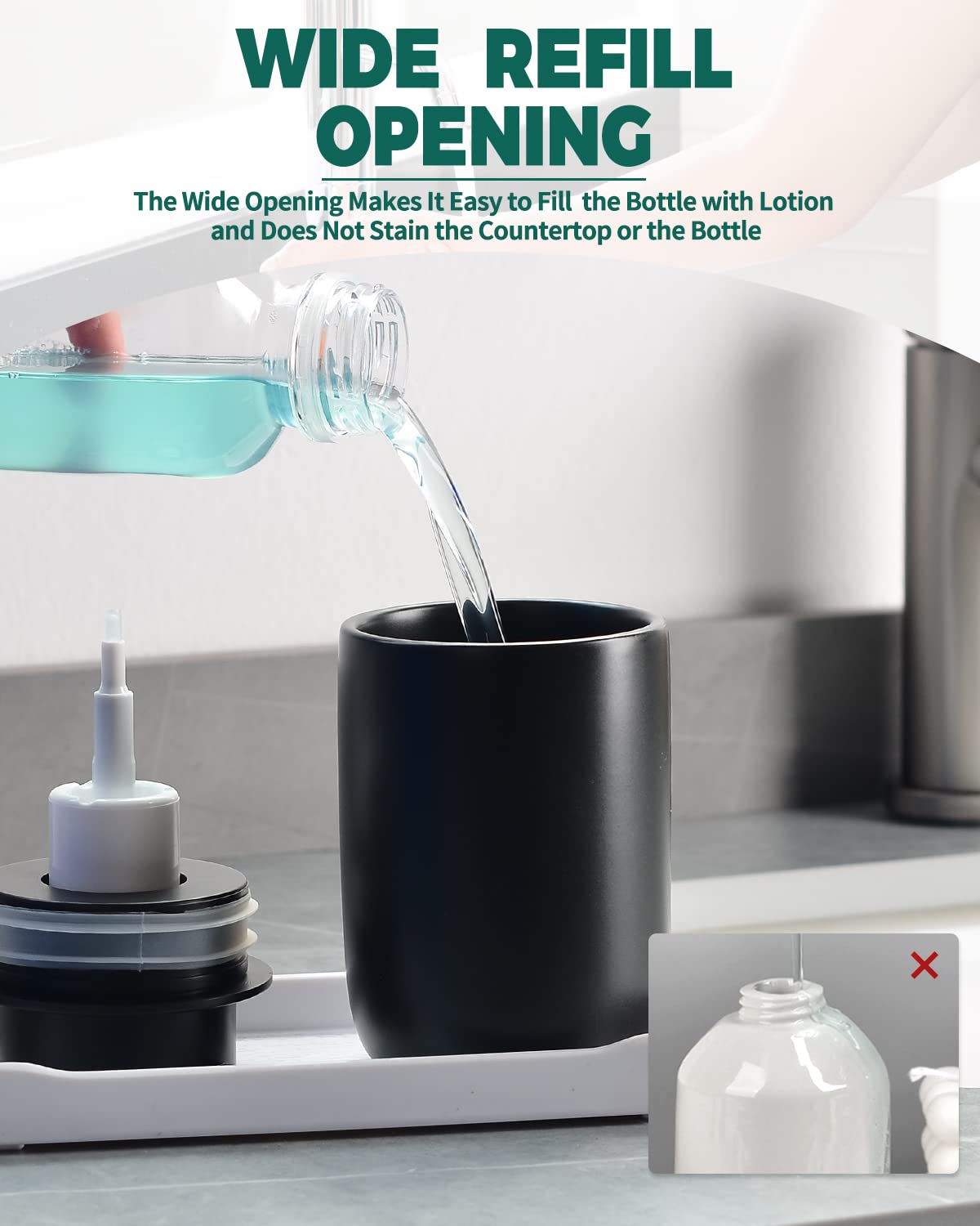 BosilunLife Black Foam Soap Dispenser - Ceramic Foaming Hand Soap Dispenser for Bathroom Modern Farmhouse Small Soap Dispenser Lotion Hand Pump Dispenser for Kitchen Sink