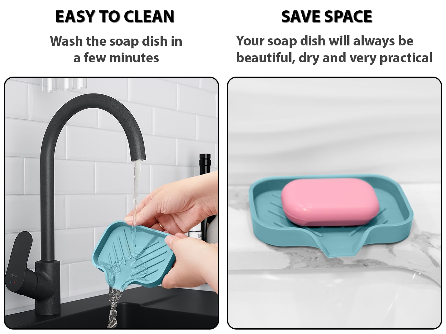 Light Green Silicone Soap Dish Tray, Self Draining Soap Holder For Bar Soap, Silicone Soap Tray With Drainage, Soap Dishes For B