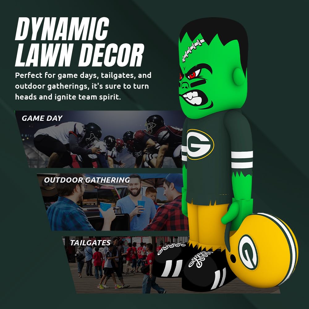 Sporticulture NFL Green Bay Packers 7 8 Blow Up Inflatable Steinbacker with LED Lights & Built-in Blower - Balloon Merchandise D
