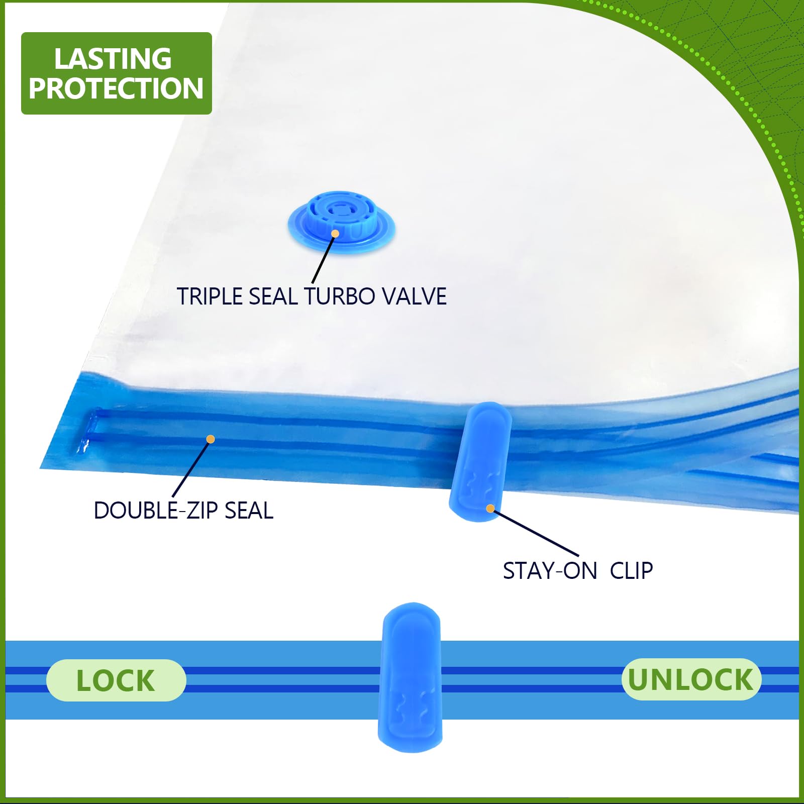 Bamcoo Vacuum Storage Bags With Electric Pump, 8 Pack (4 Jumbo 4 Large Vacuum Seal Bags For Clothing) Storage Bags Vacuum Sealed