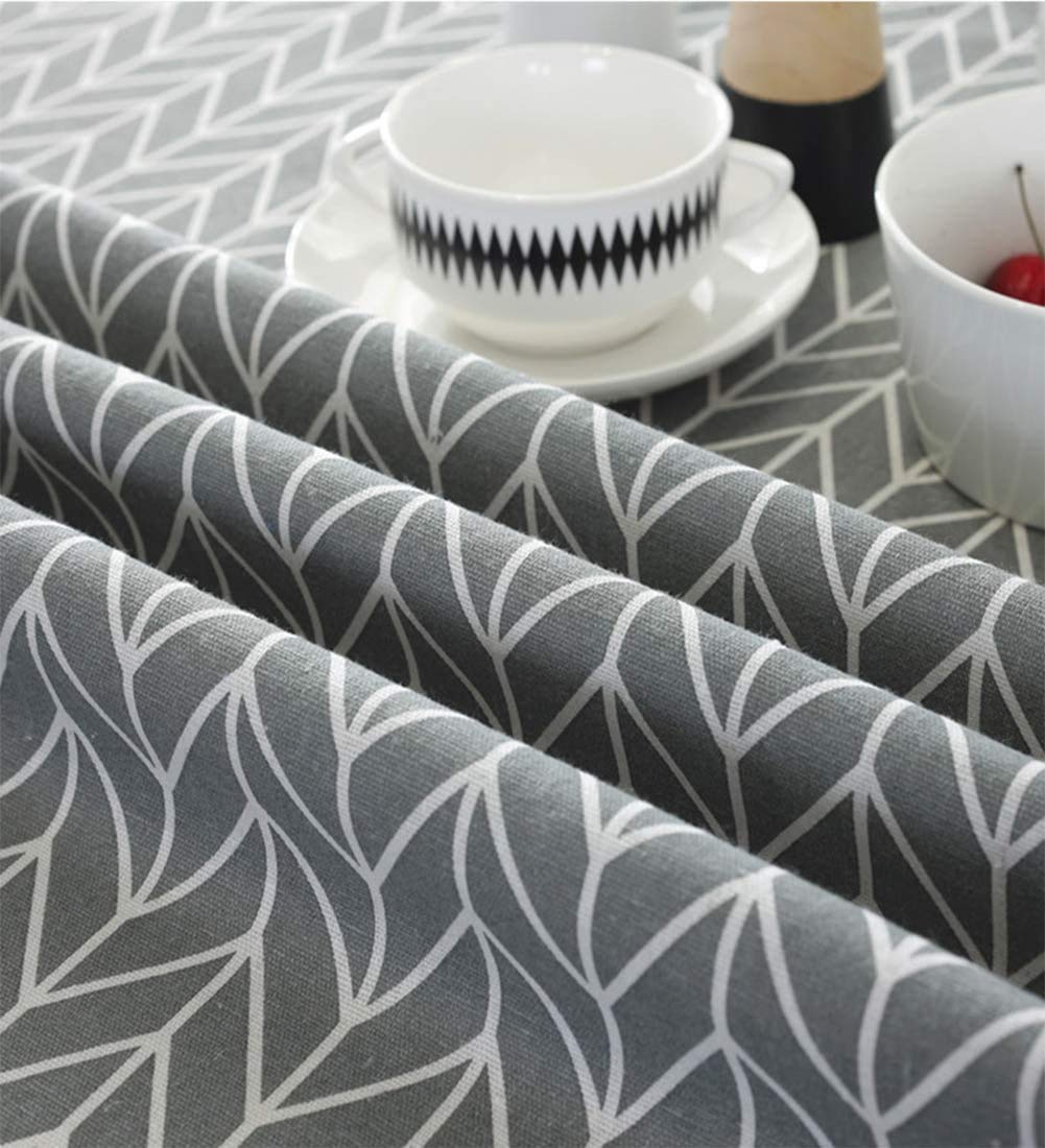 meioro Tablecloths Rectangle Linen Table Cloth Newest Design Cotton Hotproof Table Linens for Indoor and Outdoor (Grey  55'' x 86'')