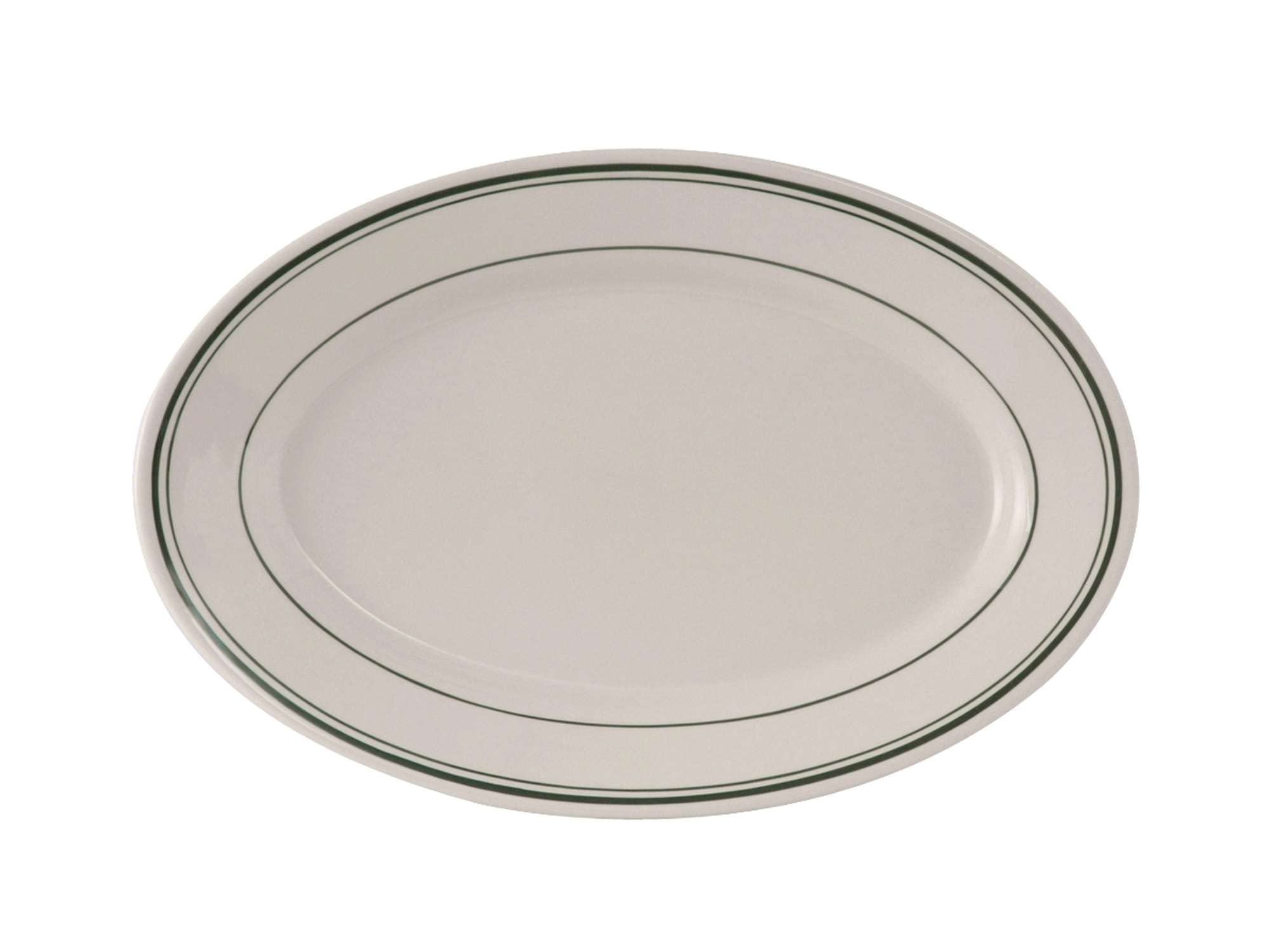 Tuxton China TGB-014 Platter, 12-5/8 x 8-3/4, Oval, Wide Rim, Rolled Edge, Microwave and Dishwasher Safe, Oven Proof, Fully Vitr