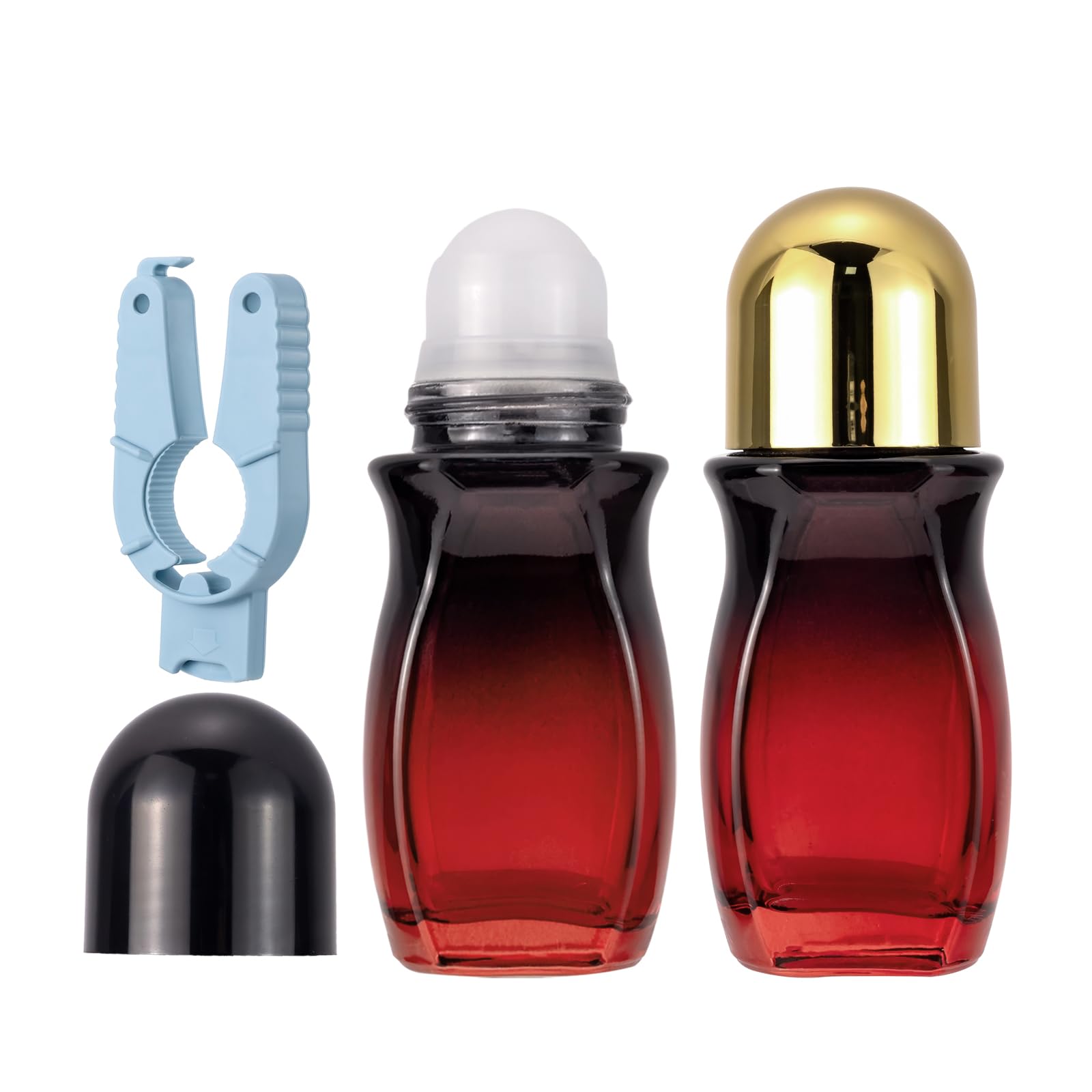 Kesell 50ml Essential Oils Roller Bottles, 2Pack Glass Roll On with Opener