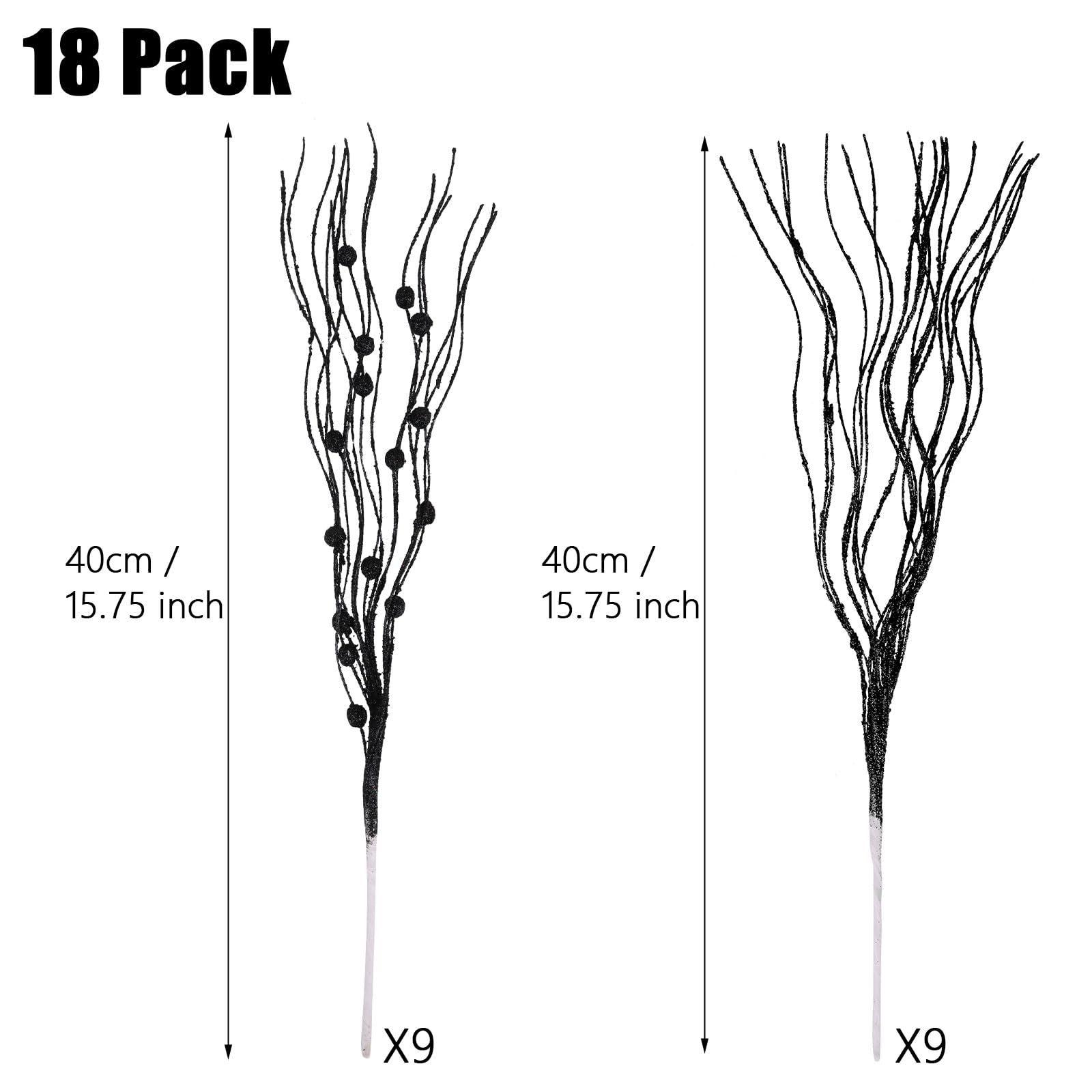 LOAVER 18 Pack Christmas Artificial Glitter Berry Stem Ornaments,17 Inches Decorative Picks Glittery Twigs Bead Sticks for Chris