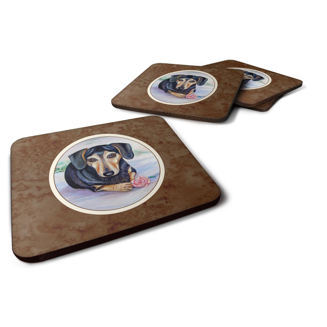 Carolines Treasures Black And Cream Dachshund Foam Coasters (Set of 4), 3.5, Multicolor