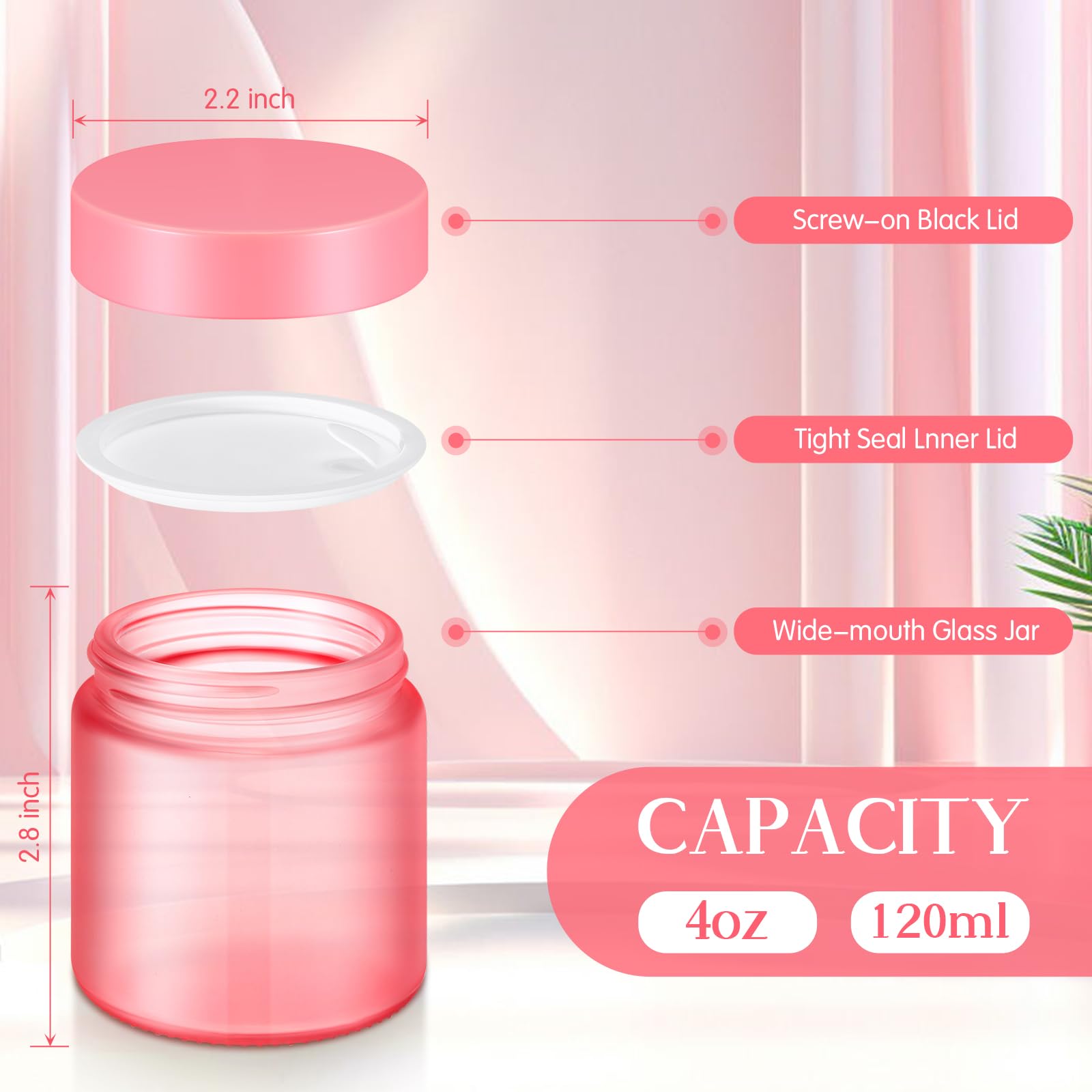 Norme 12 Pcs 4 Oz Glass Jars With Lids Leakproof Round Airtight Empty Cosmetic Jars With Inner Liners Lid For Storing Lotions Po