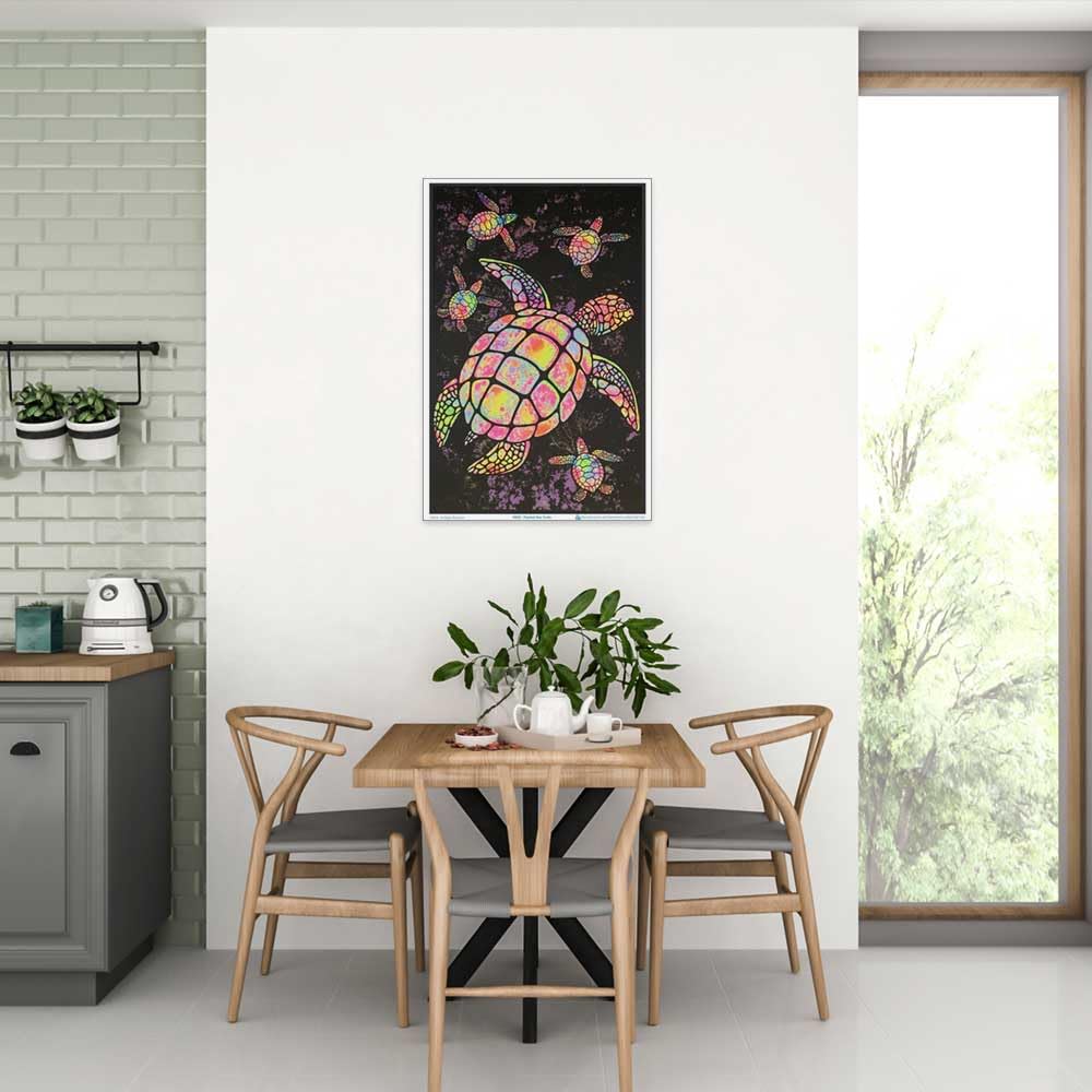 Painted Sea Turtles - Flocked - Blacklight Poster - 23'' X 35''