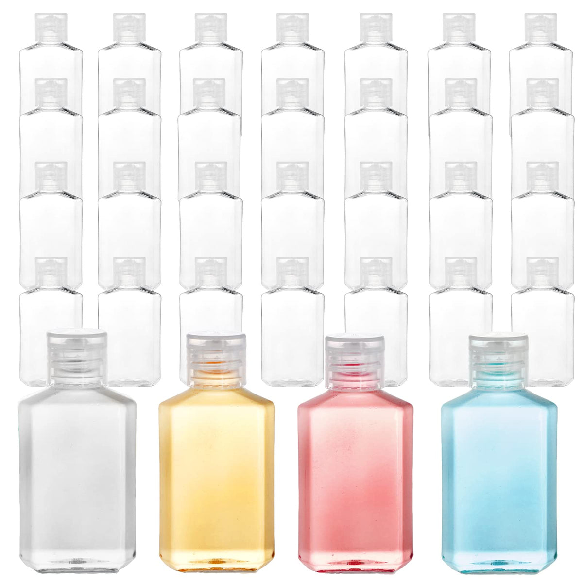 Frcctre 60 Pack 2 Oz Empty Clear Plastic Travel Bottles, Portable Refillable Pet Bottles With Flip Top Caps, Travel Size Contain
