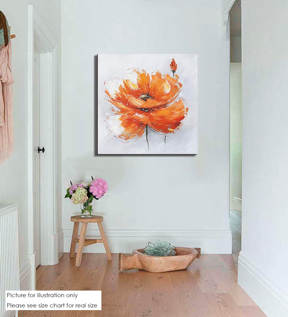 Niwo Art - Orange Poppies, Flower Canvas Wall Art Home Decor,Framed Ready To Hang