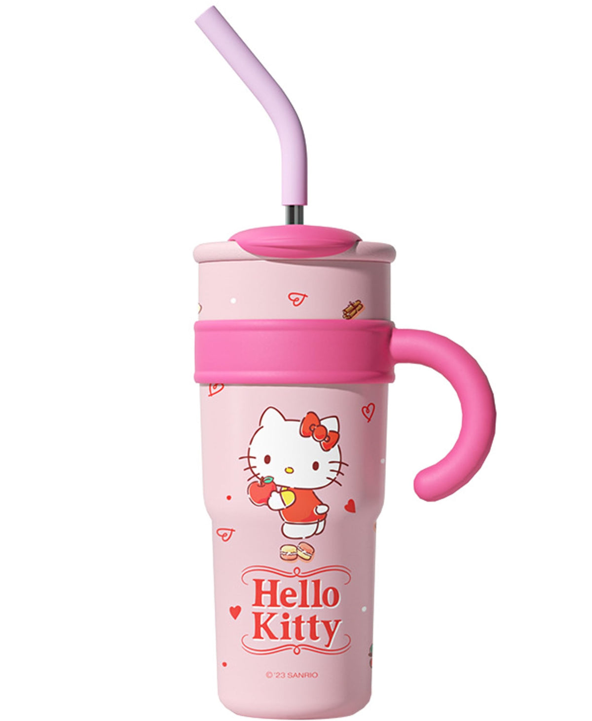 Many Rainbows Hello Kitty with Apple Stainless Steel Insulated Tumbler with Lid, Straw & Handle 1200ml - XL Size