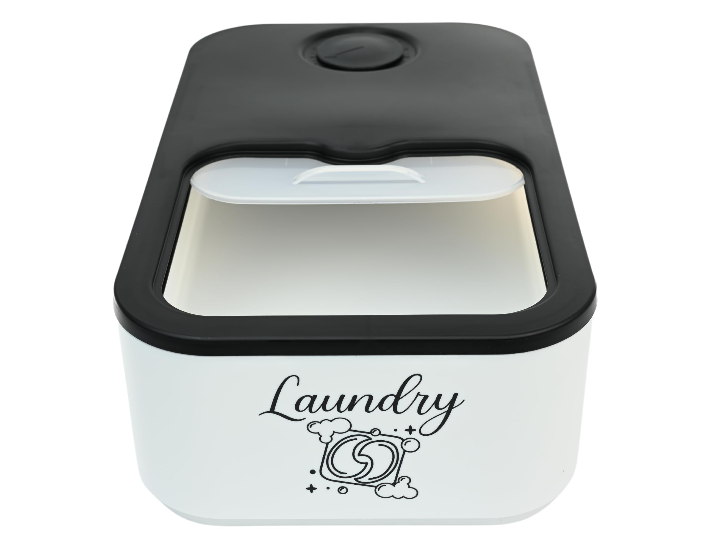 Skywin Laundry Pod Container With Slide Lid (Black With Print) - 15   X8.7   X4.5   - Holds 11 Pounds, Fits 2 Bottles Of Laundry