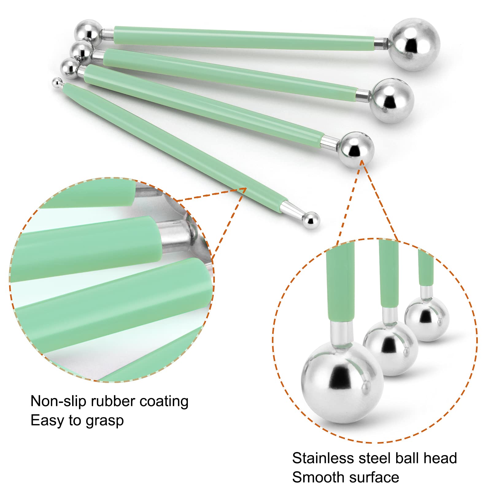 Ailaxq Cake Decorating Metal ball Fondant Tool  Fondant Cake Pan Flower Decorating Clay Flower Sugar Craft Ball Model DIY Tool (Light green)