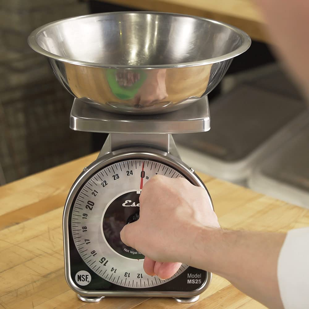 San Jamar Ms Series Mechanical Dial Scale Manual Food Scale With 2 Pound Capacity For Kitchens, Restaurants, And Cooking, Metal,