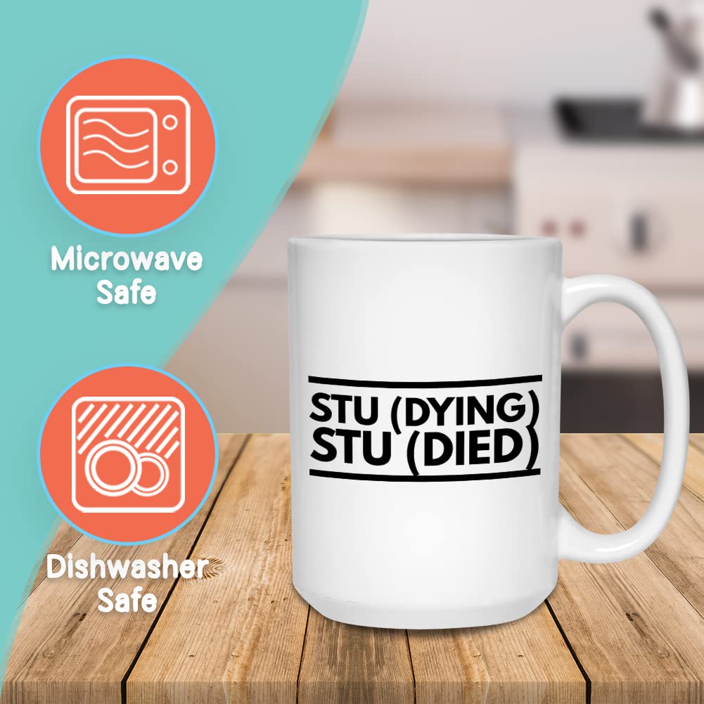 Student Coffee Mug 15 oz, Studying Studied Funny Inspirational Gift Cup for College Student High School Graduate Freshman from M