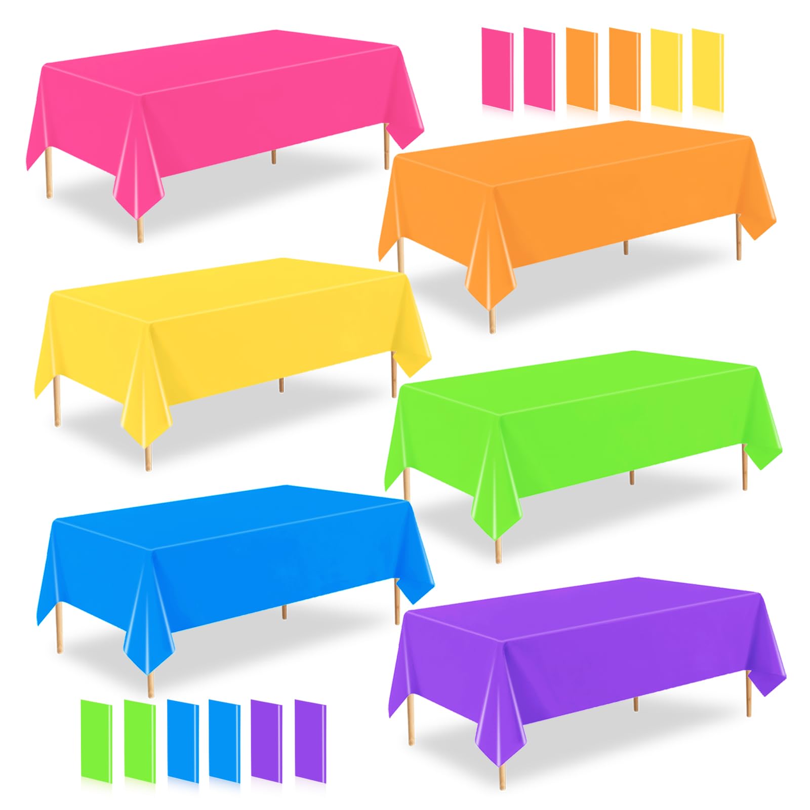 ZHIAXTON 12 Pack Neon Table Cloths,54 X 108 Inch Disposable Plastic Colorful Tablecloth,Rectangular Glow in The Dark Table Cloth