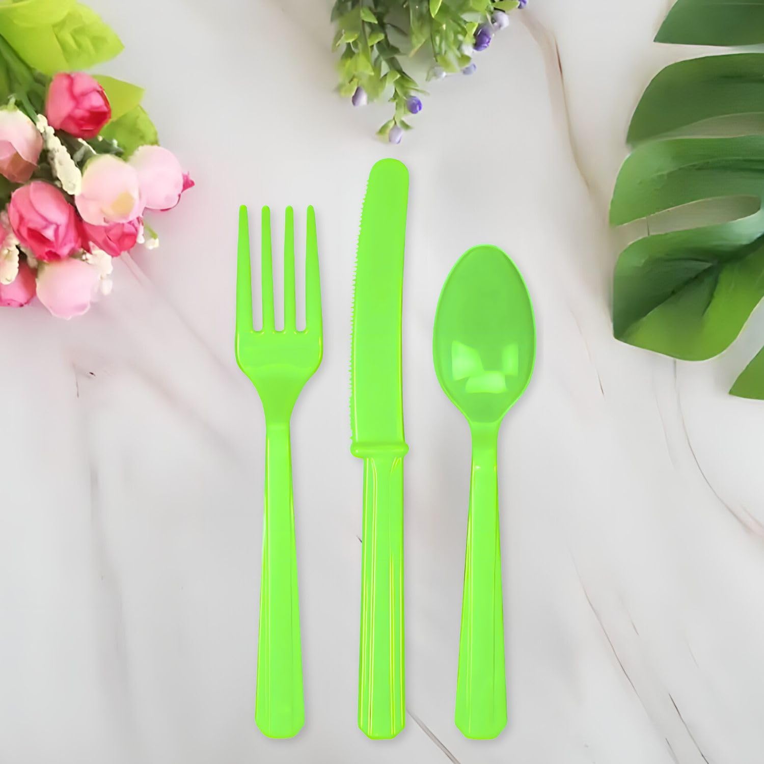 Assorted Kiwi Plastic Cutlery (Pack Of 24) - Elegant, Durable & Disposable Party Supplies For Every Occasion