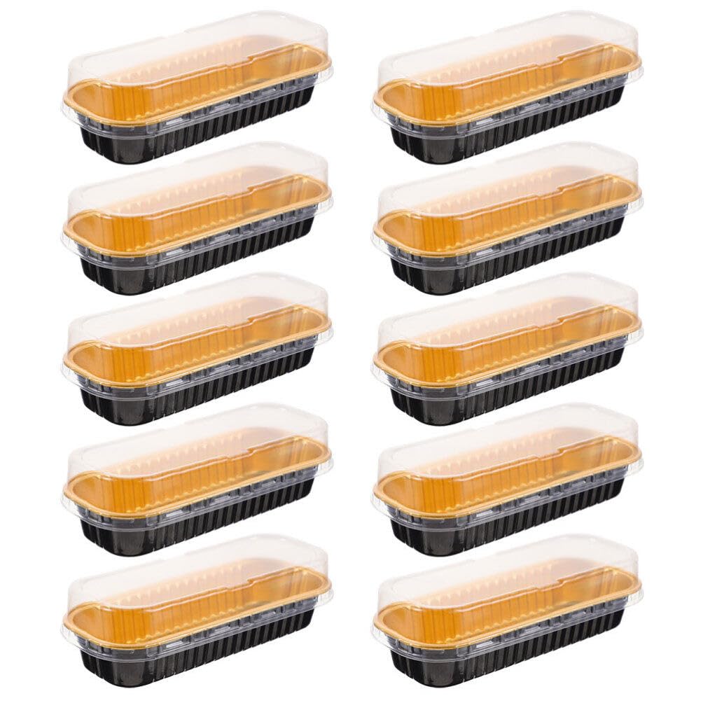 Yardwe 10pcs Aluminum Foil Mini Loaf Pans With Lids, 6.8oz Rectangle Aluminum Foil Baking Pans Tins Containers, Disposable Bakin