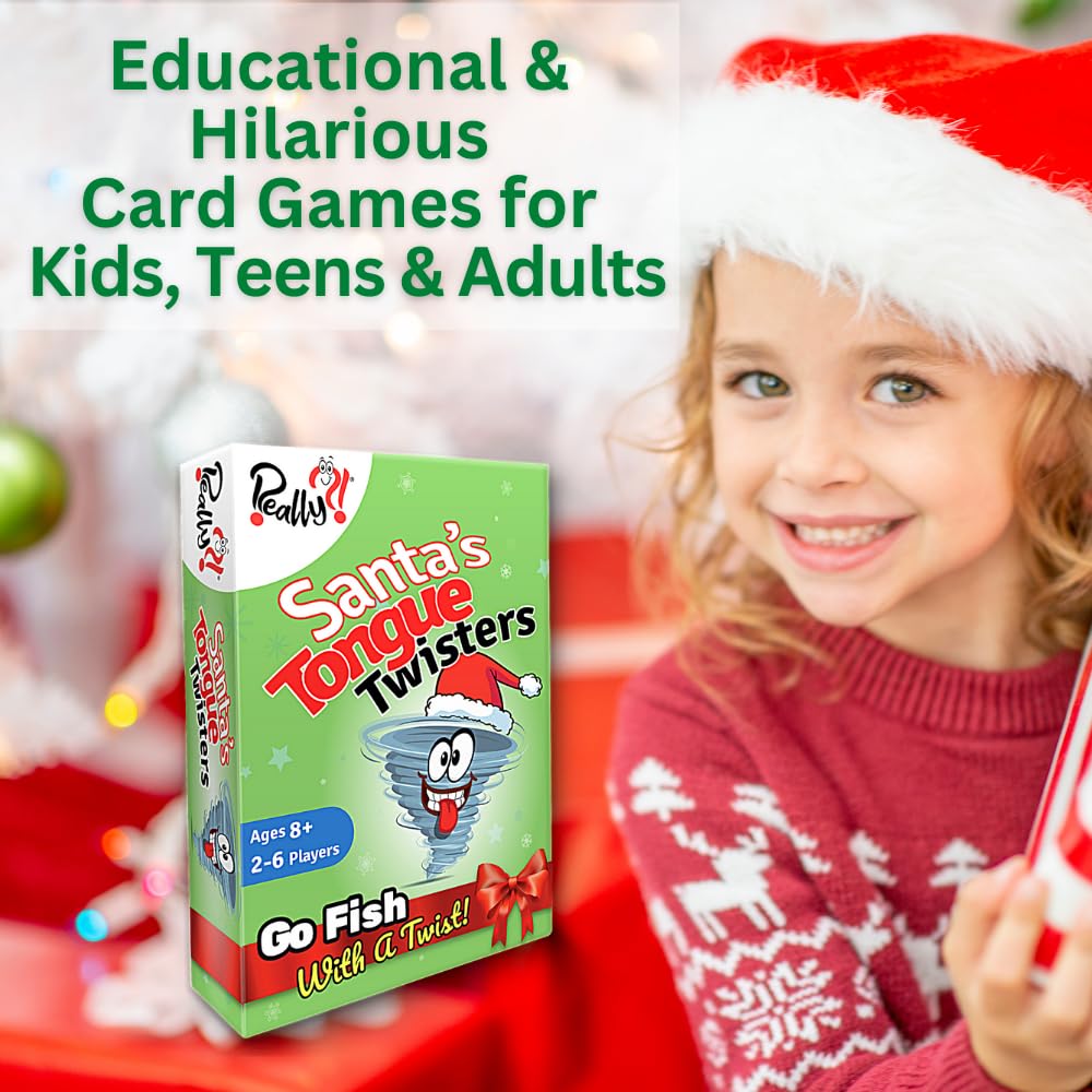 Santaas Tongue Twisters Card Game, Christmas Games For Families, Fun Stocking Stuffer Idea, Holiday Party Game For Kids And Adul