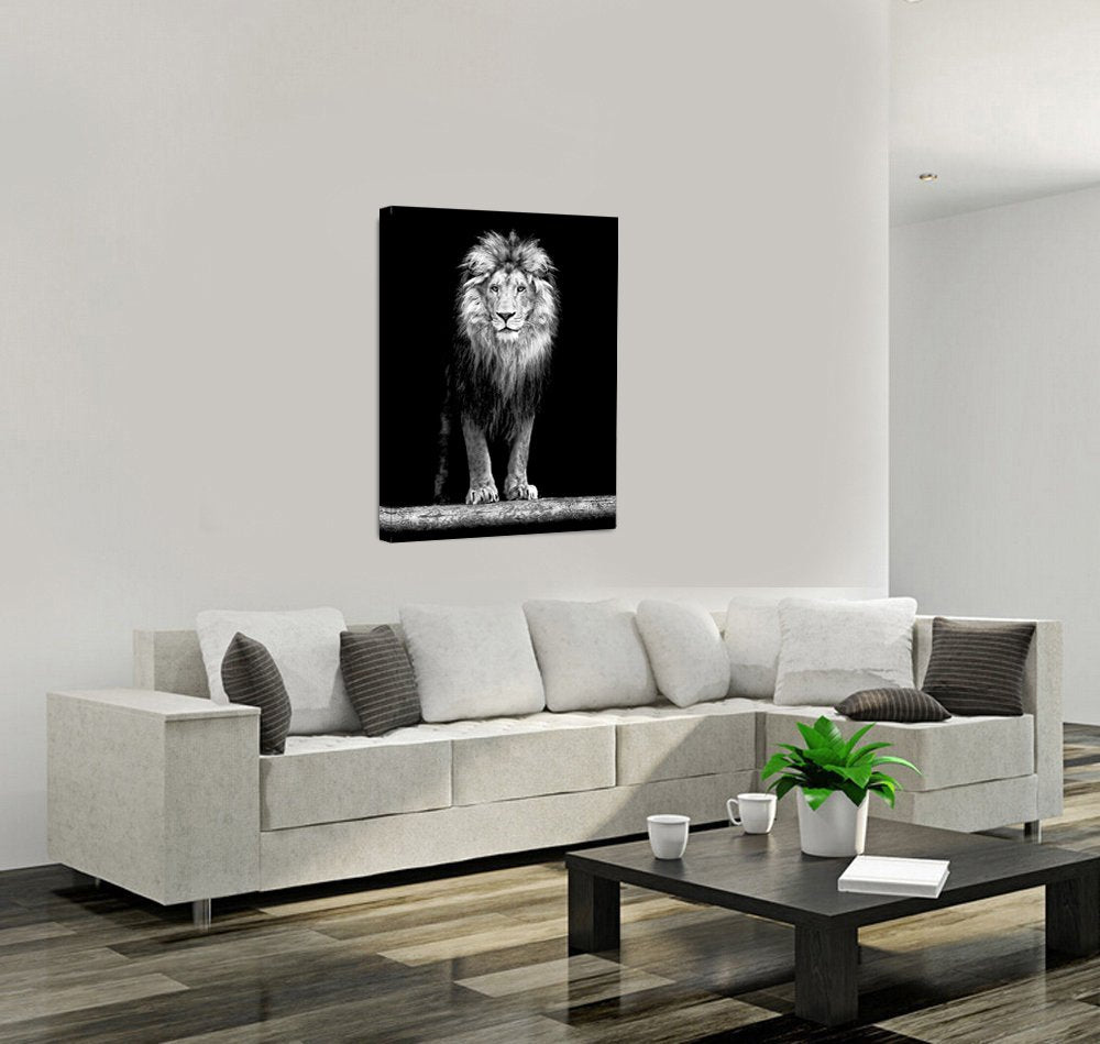 Levvarts - Lion Pictures Wall Art Black And White Lion Portrait Canvas Painting For Living Room Office Decoration Ready To Hang