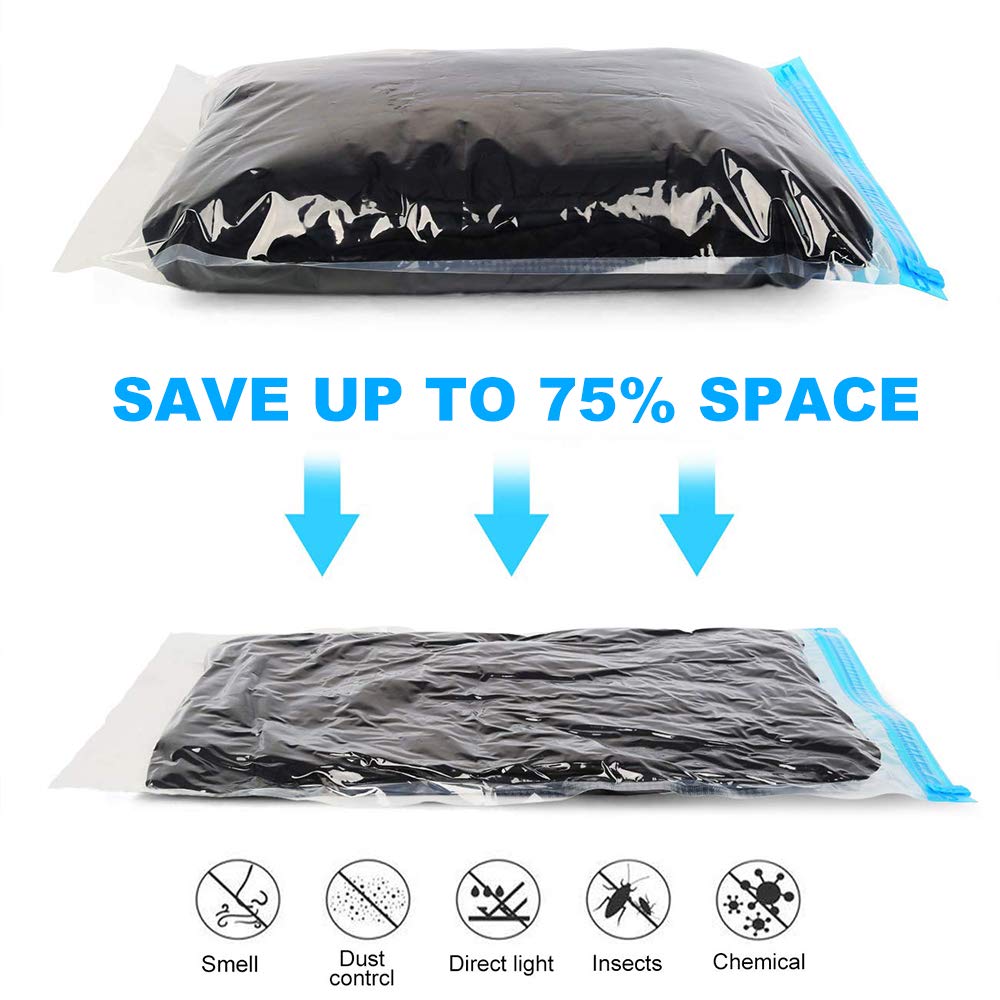 Compression Bags - Travel Accessories - 10 Pack Space Saver Bags - No Vacuum Or Pump Needed - Vacuum Storage Bags For Travel Ess
