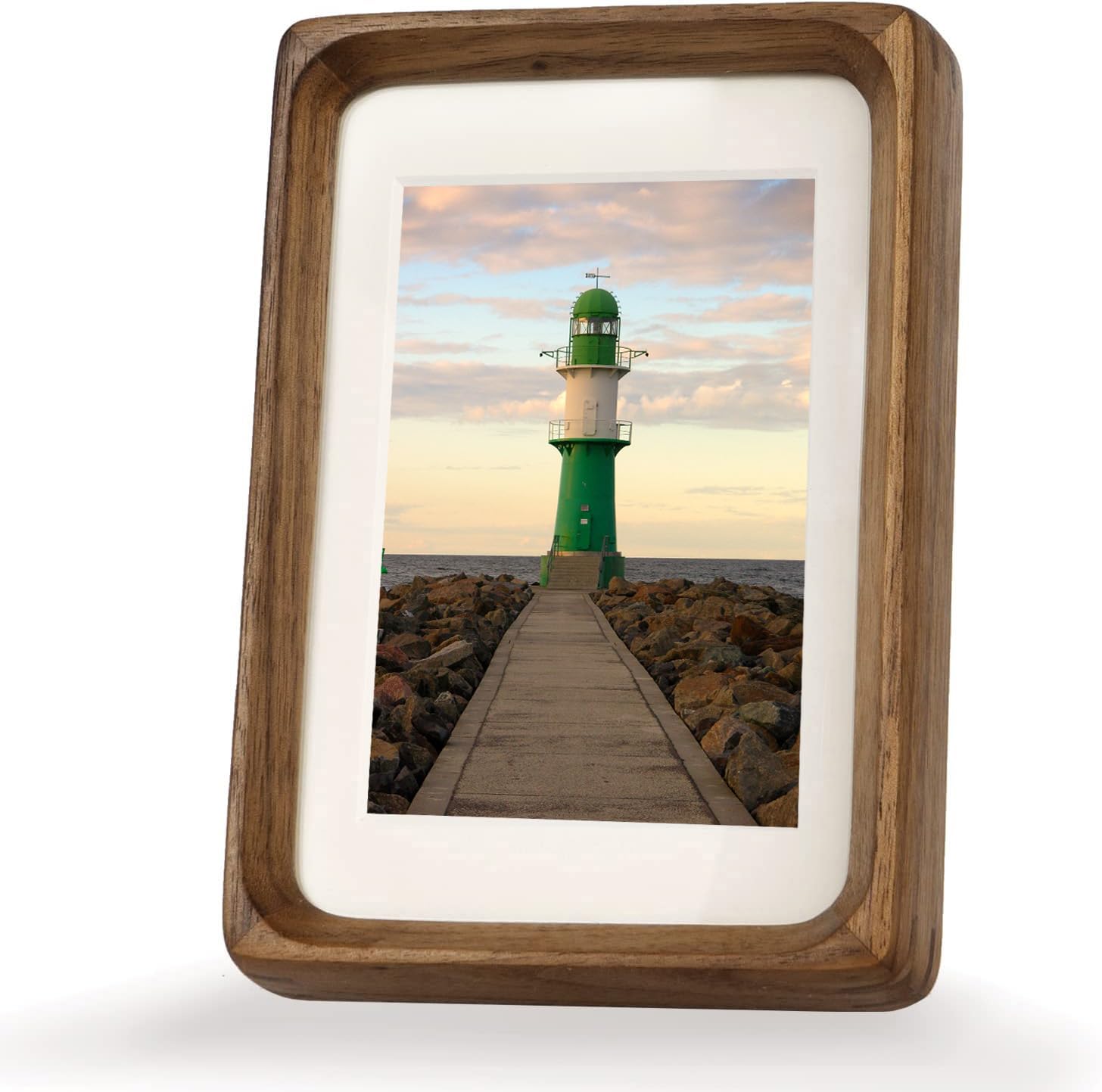 Zibrelte Natural Wood 22x28 Picture Frame, Display 18x24 Photo with Mat or 22x28 Without Mat, Solid Walnut Wood Poster Frame wit