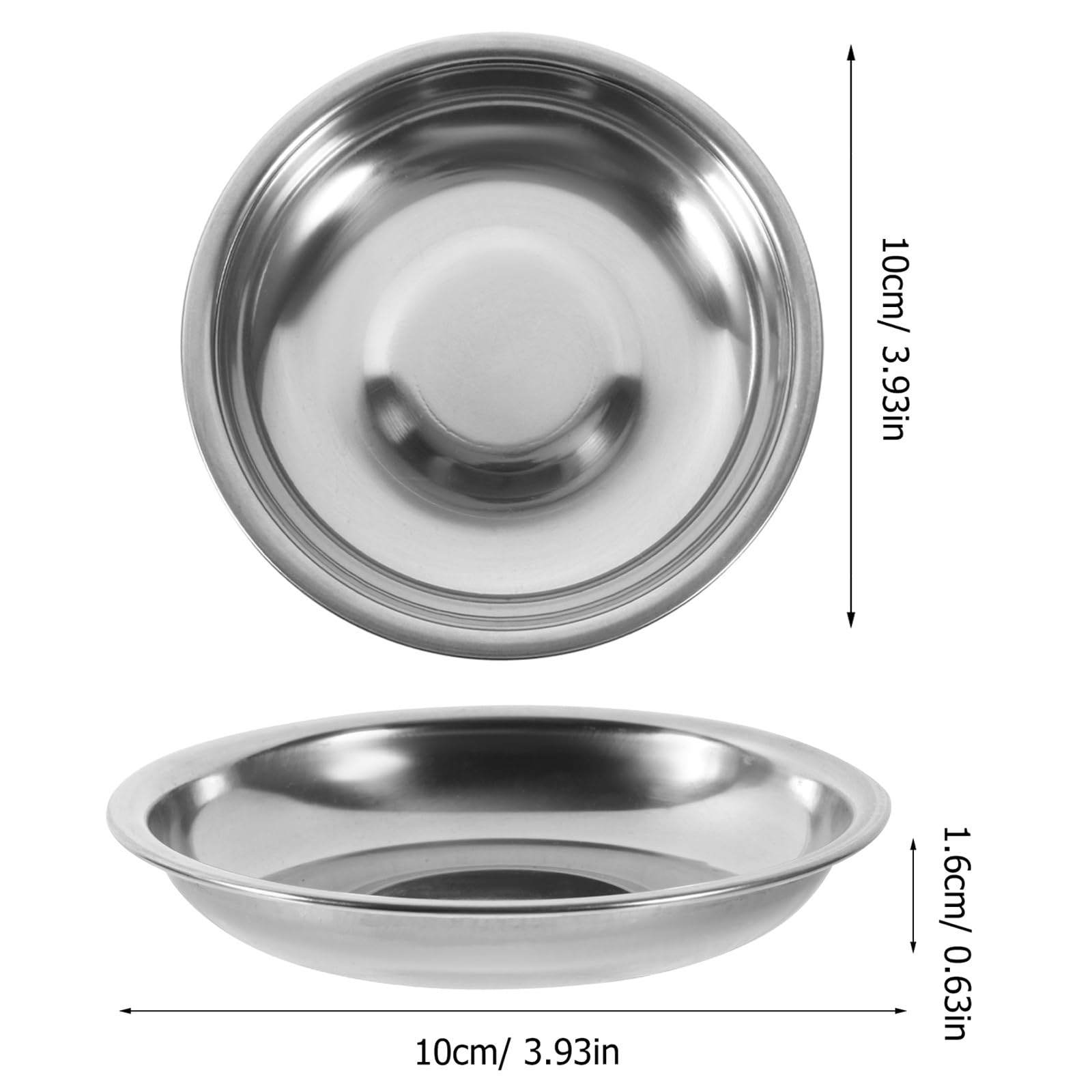 10Pcs Small Plates Stainless Steel Appetizer Plates Round Seasoning Plates Metal Saucers Plates Metal Dishes Basic Cat Bowls 10C