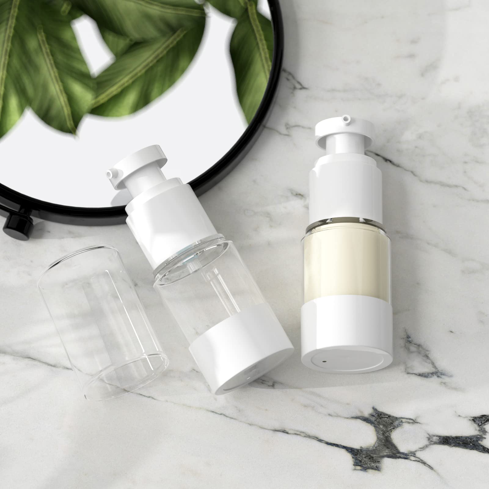 Longway 0.5Oz 15Ml Clear Airless Cosmetic Cream Pump Bottle Travel Size Dispenser Refillable Containers/Foundation Travel Pump B