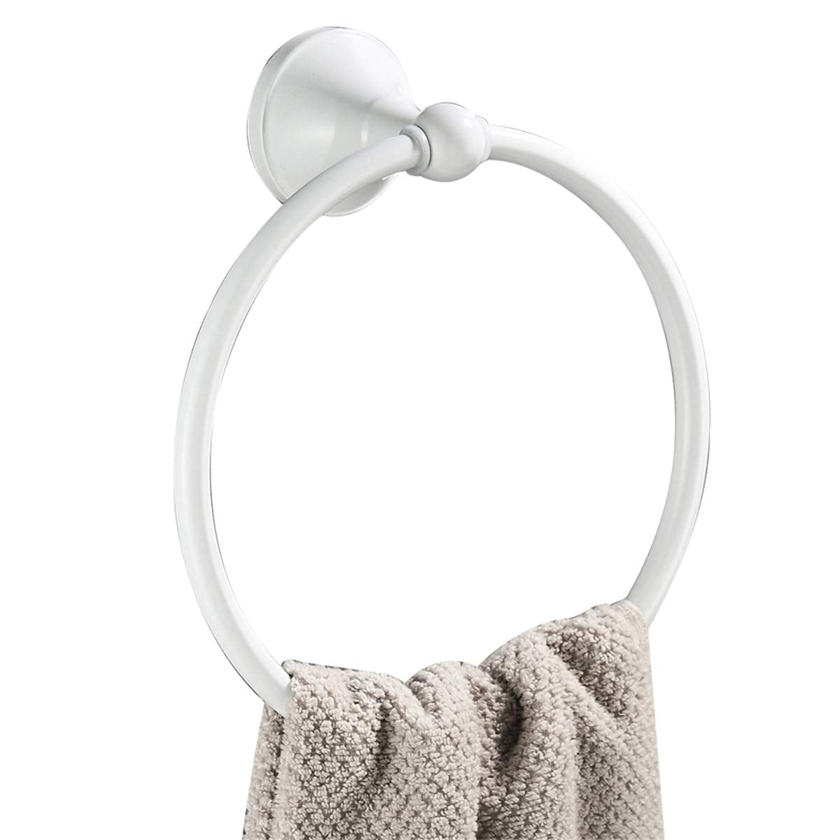 Flybath Towel Ring Brass White Finish Hanger Holder for Bathroom Accessories Wall Mounted