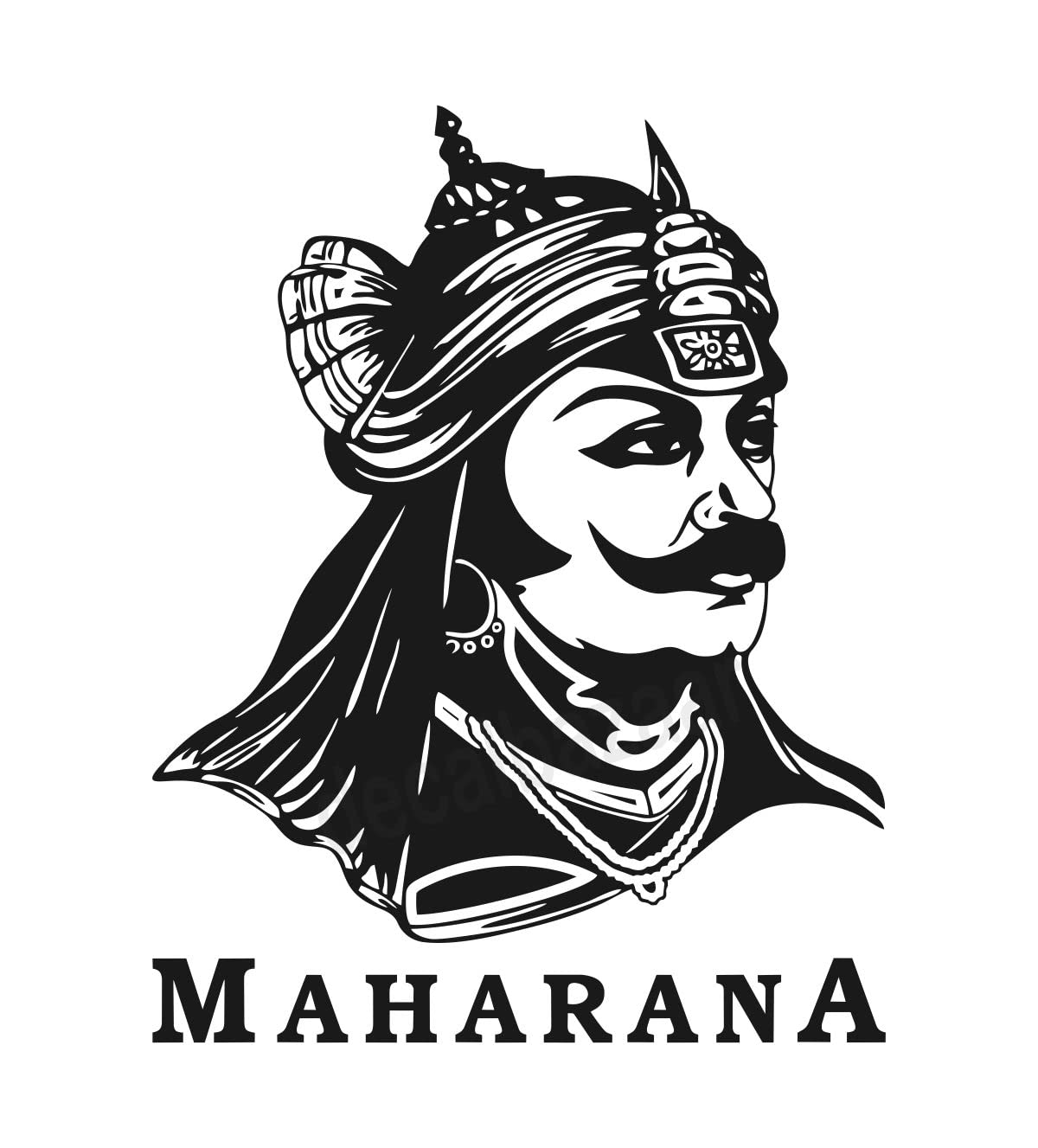 decalbazaar Vinyl Maharana Pratap Singh Glossy Glass Wall Sticker, 23 x 18 Inches Black