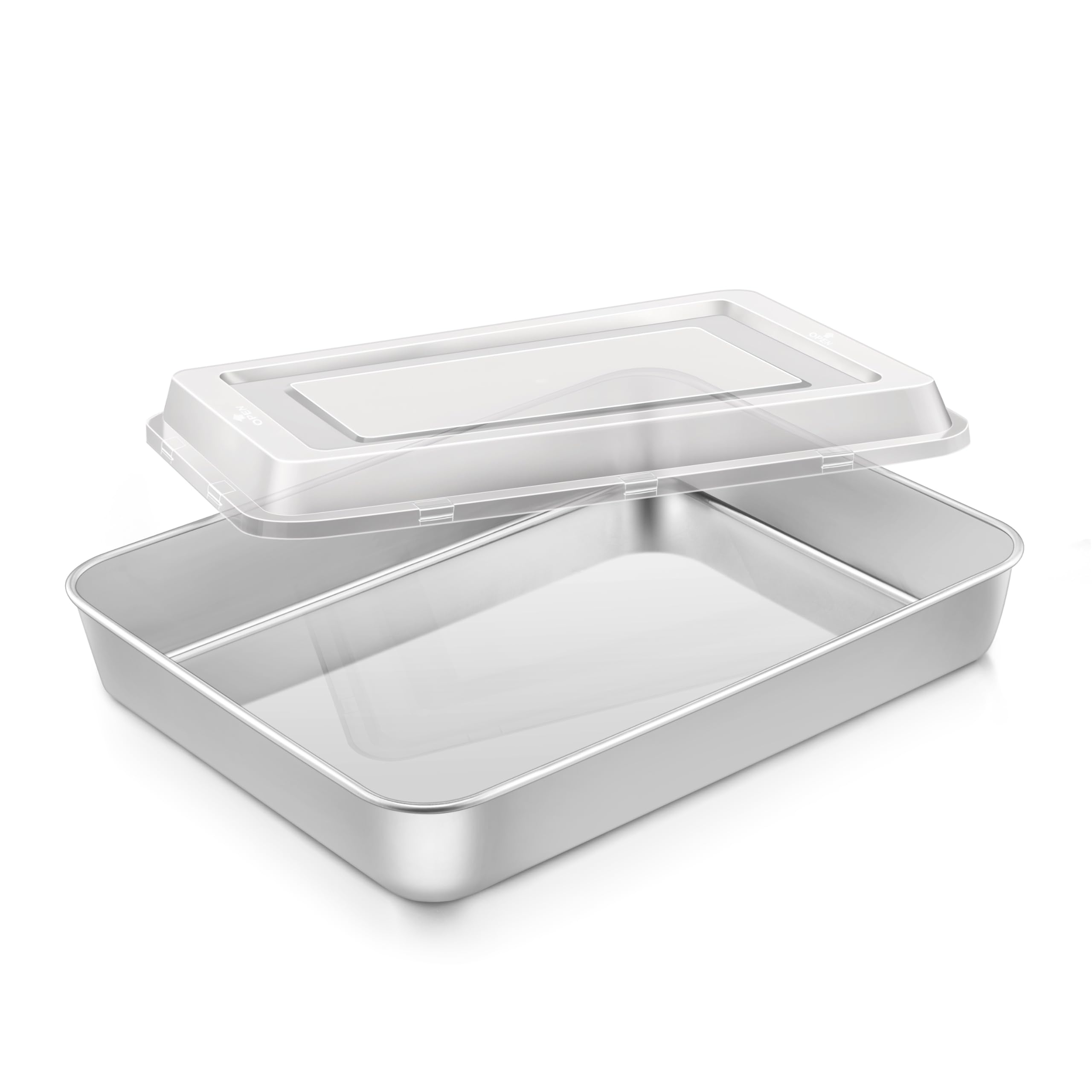 Onader Lasagna Baking Pan Set with Lid, Rectangle 10? x 8? x 2 Inch Stainless Steel Cake Brownie Pan, Non Toxic & Deep
