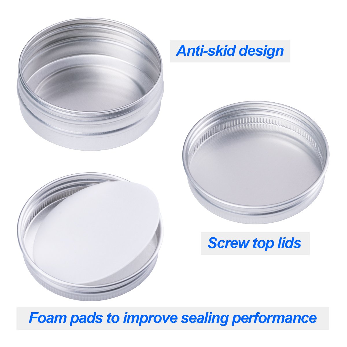 Petutu 30 Pack Tin Cans Screw Top Round Metal Lip Balm Tins Containers With Lids (1Oz)