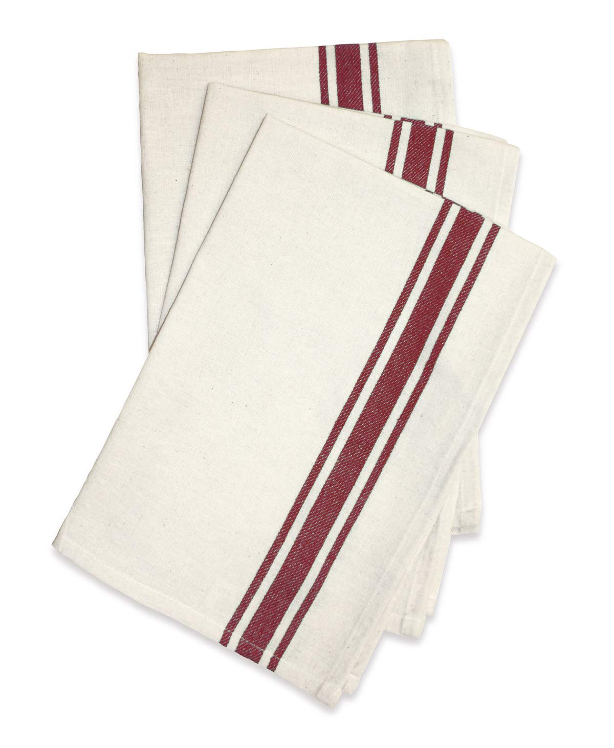 Aunt Martha'S Pkmar 3-Pack Retro Maroon Striped Dish Towels, 18 By 28-Inch