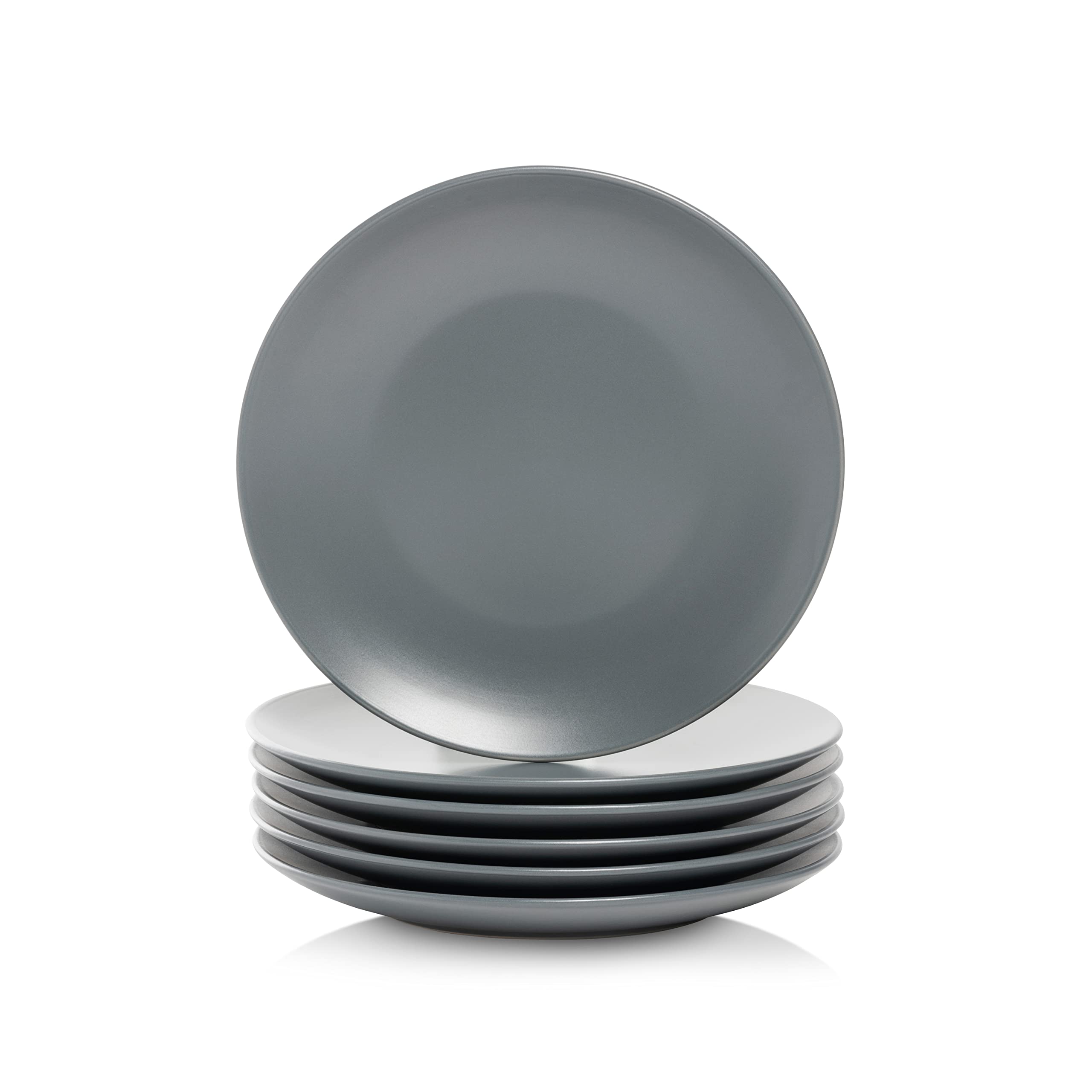 10 Strawberry Street Wazee Matte 825 coupe Salad Plate, Set of 6, charcoal gray