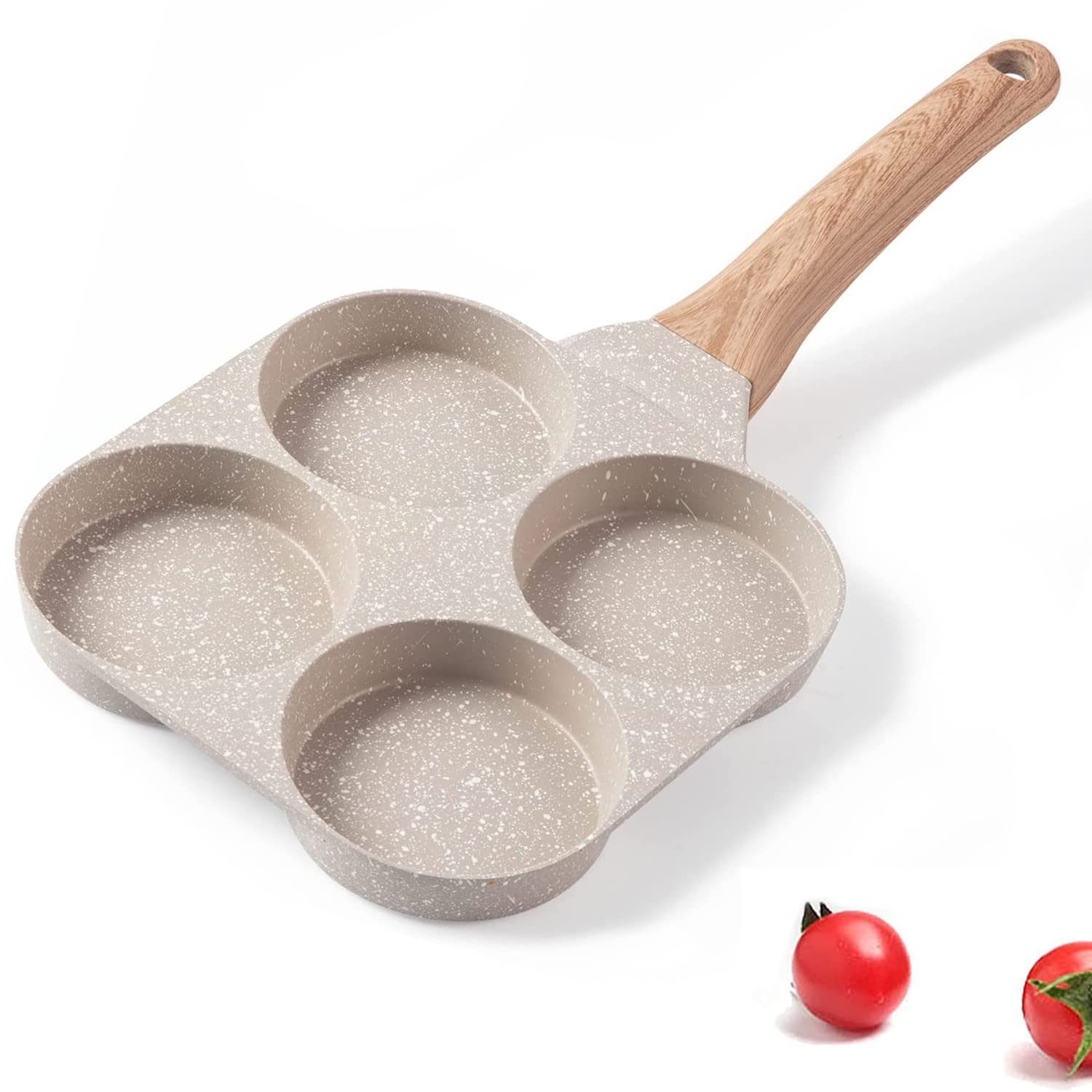 Miugo Four-Cup Fried Egg Pan, Medical Stone Non-Stick Frying Pan For Breakfast,Divided Egg Omelet Pans Suitable For Gas Stove An