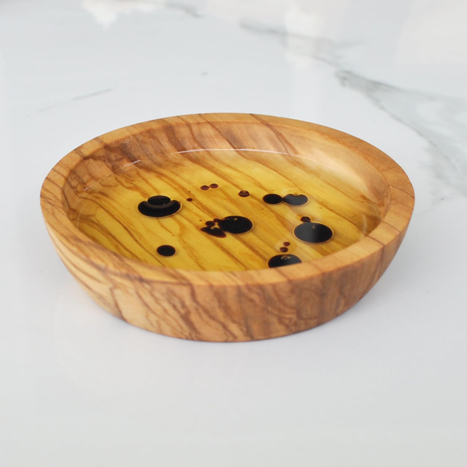Naturally Med Olive Wood Dipping Bowl, Round, 3.5'' L X 3.5'' W