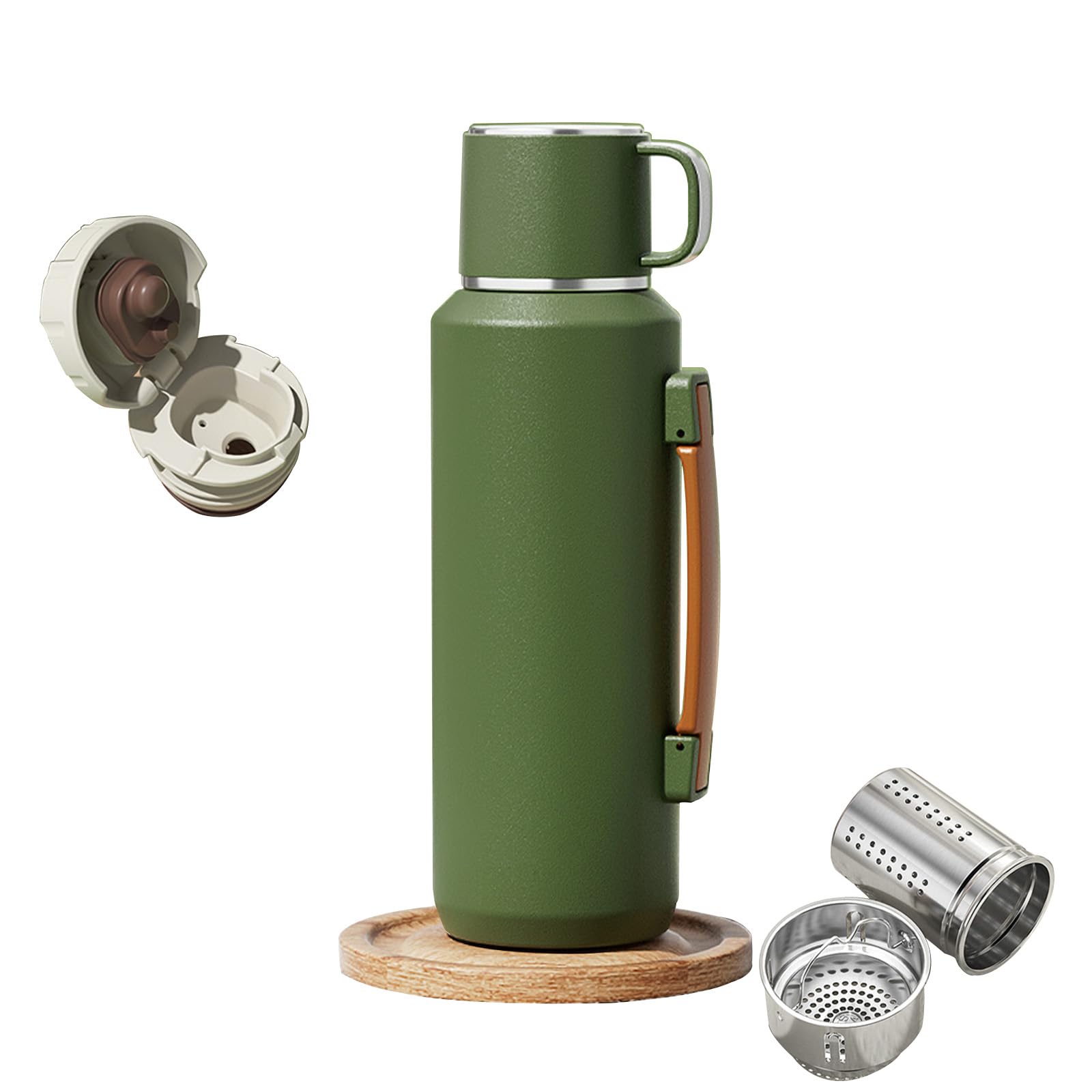 VISTATROY 316 Stainless Steel Water Bottle 33 oz with Lidded Cup  Keep 24+ Hrs Warm for Hot & Cold Drinks  Leakproof Vacuum In