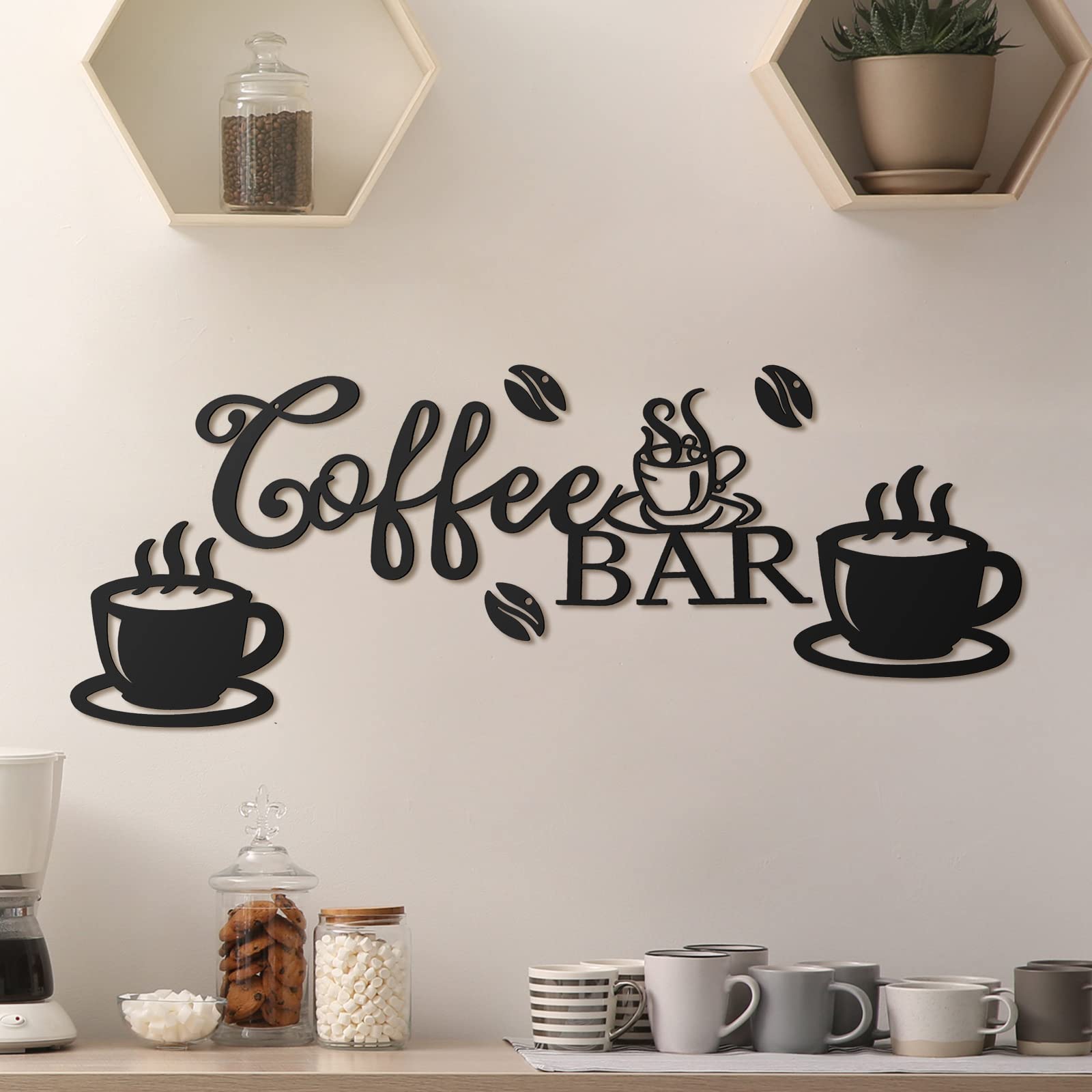 Ferraycle Coffee Bar Sign Rustic Metal Sign Rustic Coffee Bar Hanging Wall Decor Coffee Signs for Coffee Bar Metal Coffee Wall A