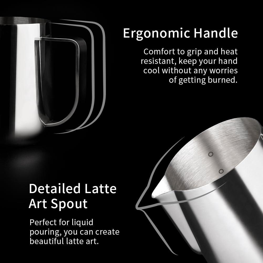 Watchget Milk Frothing Pitcher 500Ml/17Oz Stainless Steel Espresso Steaming Pitcher Milk Coffee Cappuccino Latte Art Barista Ste
