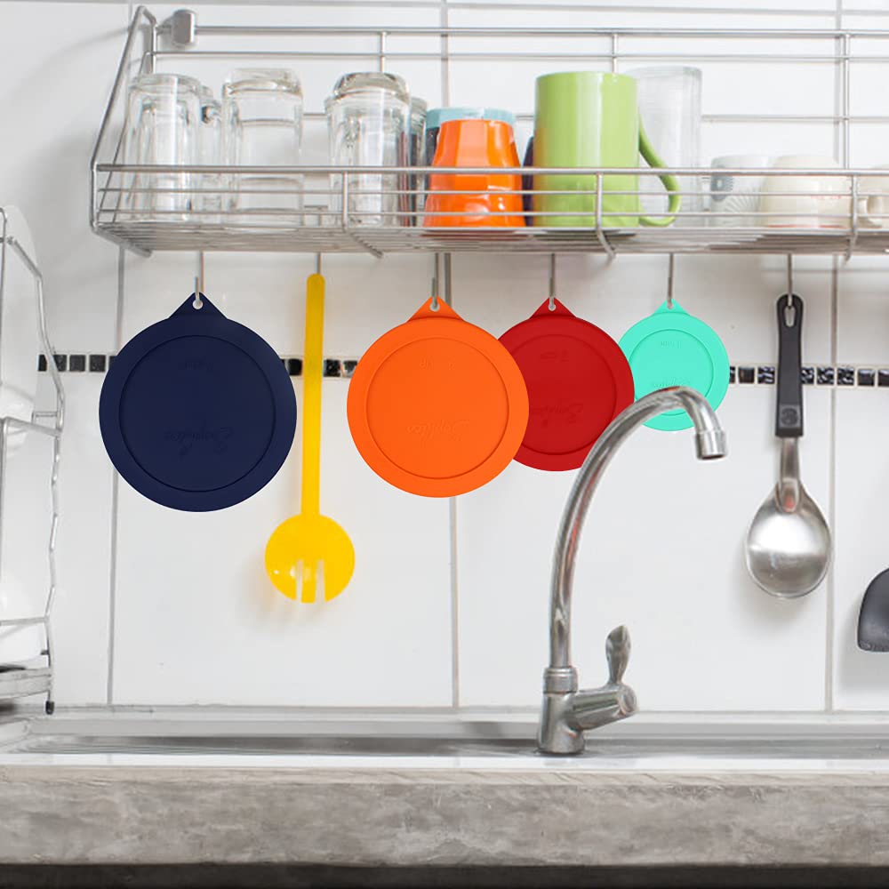 Sophico Round Silicone Storage Cover Lids Replacement For Anchor Hocking And Pyrex Glass Bowls (Container Not Included) (4 Size,