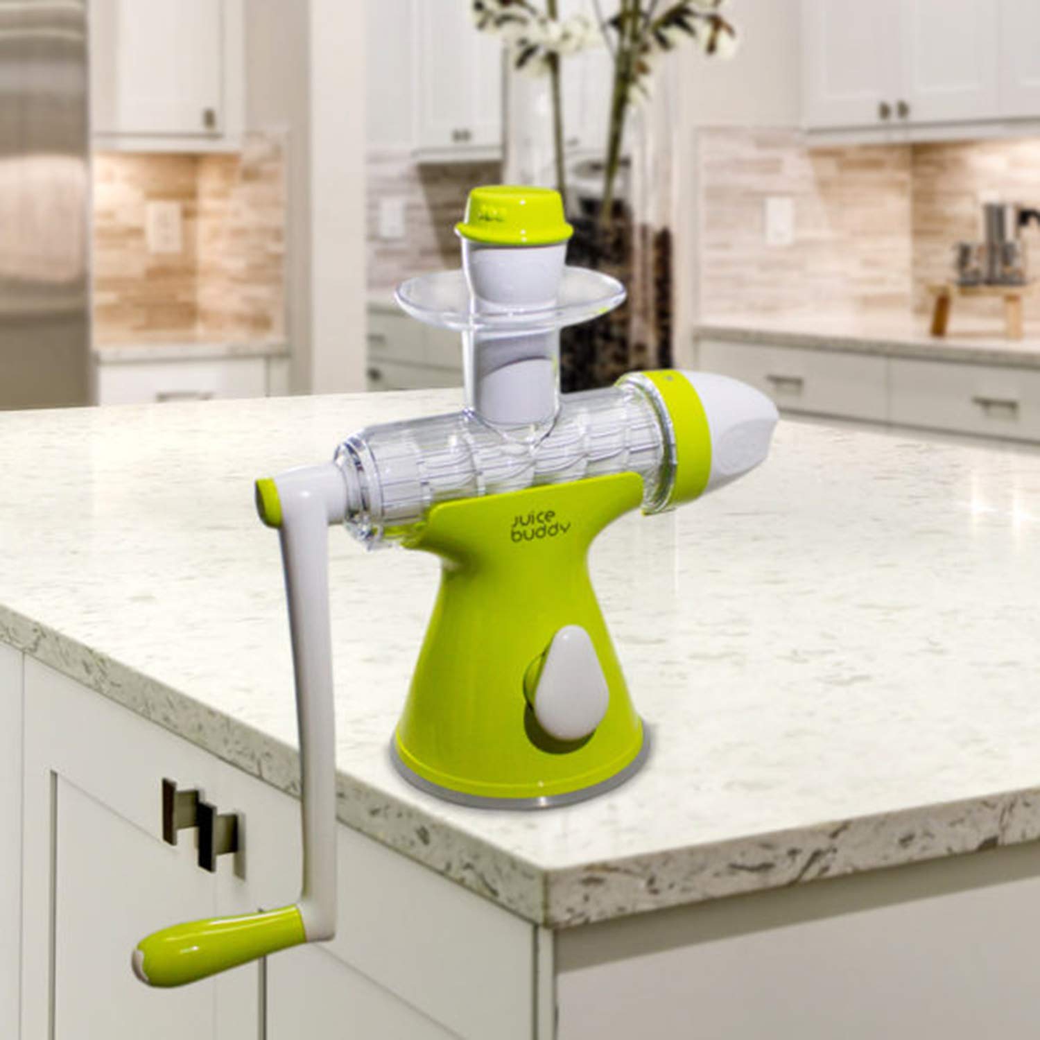 Juice Buddy 2 In 1 Manual Hand Crank, At Home Easy Clean, Ice Cream Maker And Juicer, With Suction Counter Mount