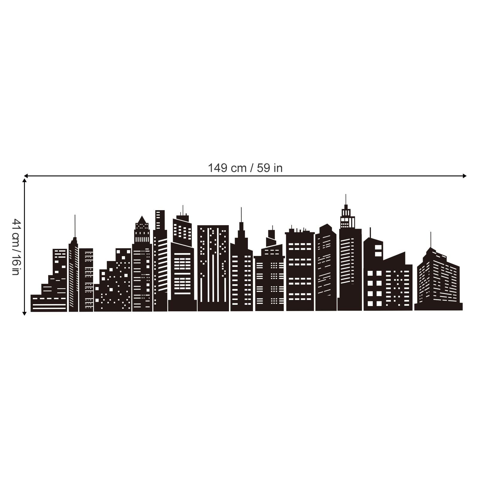 Wondever Black City Skyline Wall Stickers City Building Silhouettes Peel And Stick Wall Art Decals For Bedroom Living Room