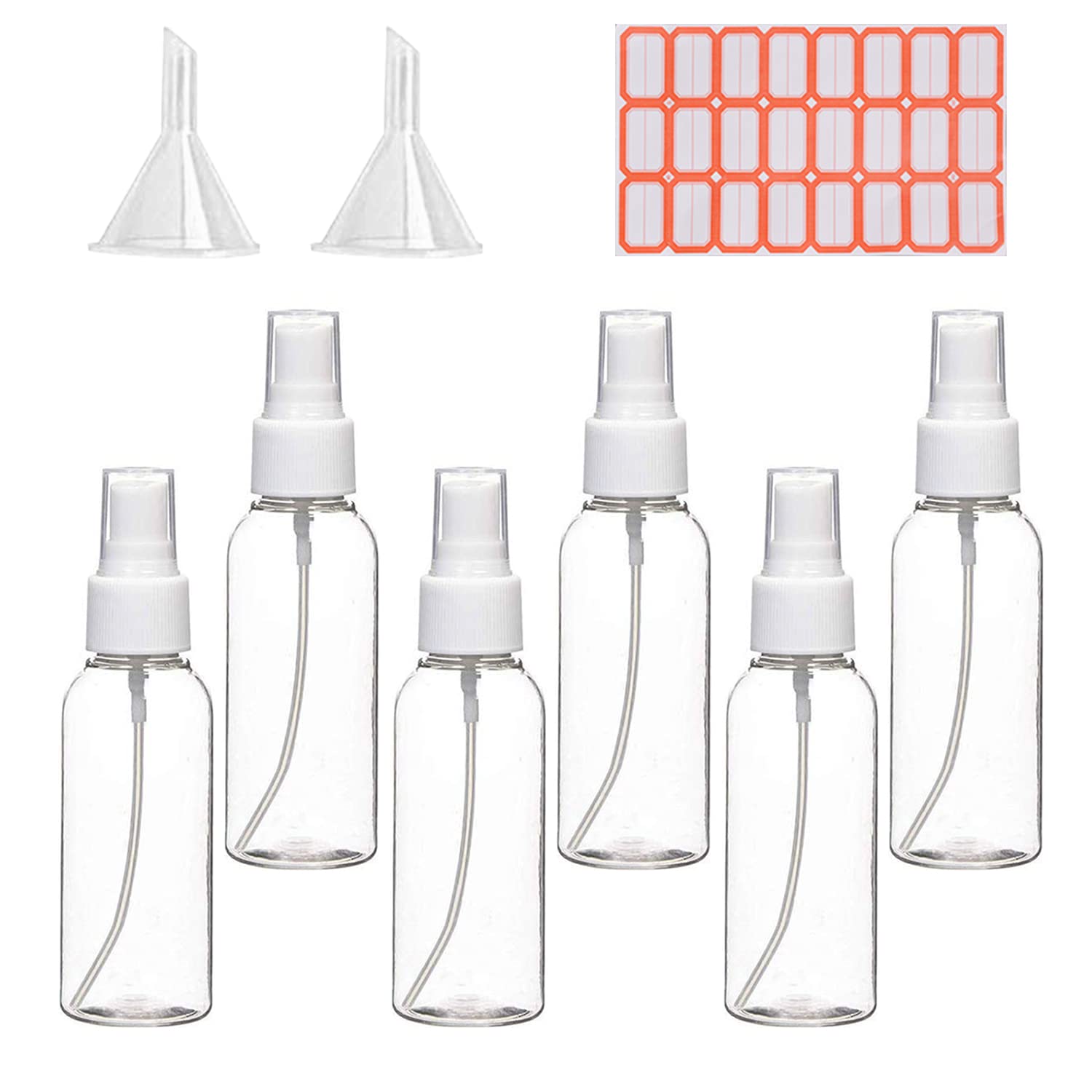 Zoizocp Spray Bottles, 4Oz/120Ml Clear Empty Fine Mist Plastic Mini Travel Bottle Set, Small Refillable Liquid Containers With 2