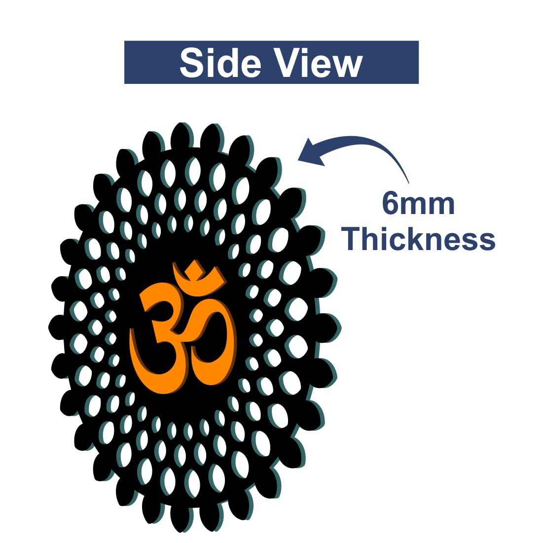 GOOFY SHOP Om Wooden Wall Decor (18 Inches, Black and Golden)