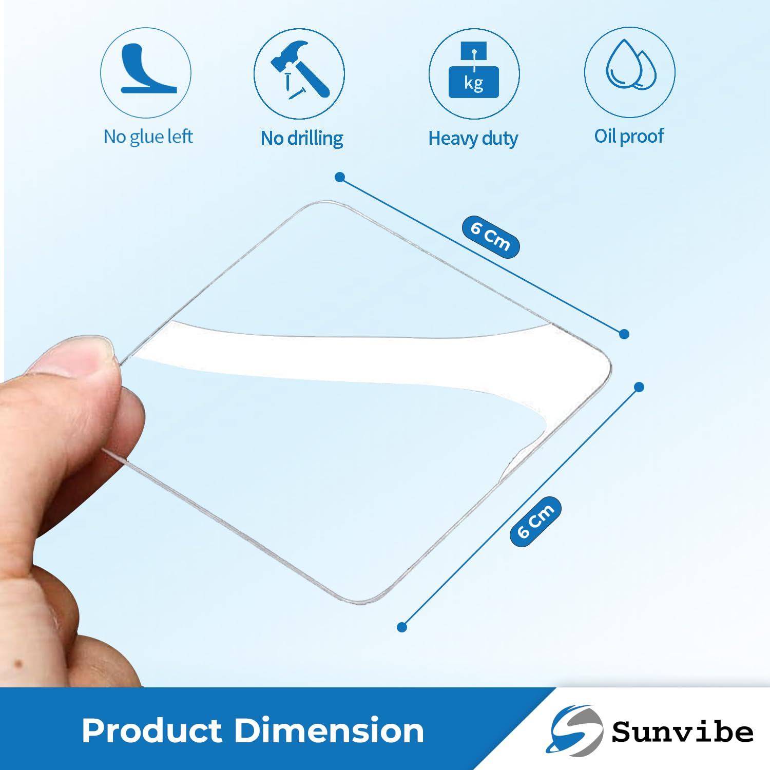 SUNVIBE Self Adhesive Tape Double Sided Heavy Duty Tap for Wall, Kitchen, Office, Wall, Car | Stickers for Home (Size - 6cm x 6c