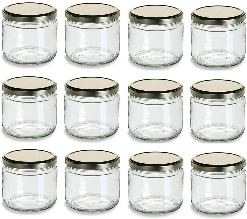 HAPPY BORN Small Glass Jars with lid 200 ml | small glass container with lid | Small Jar for Crafts, Wedding, Spices, DIY and Ca