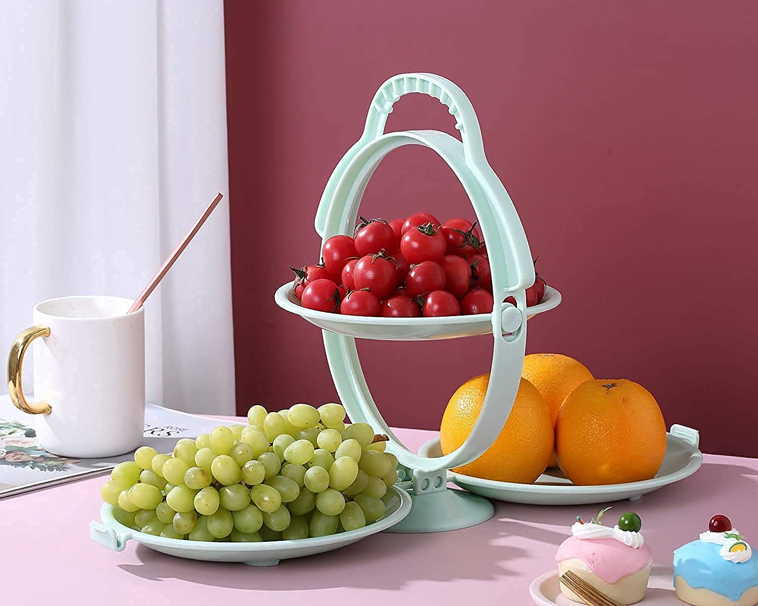 Convertkitchen Plastic Foldable 3 Fruit Plate Dessert Bowls Candy Dish Rack Snack Plate (Set Of 1)