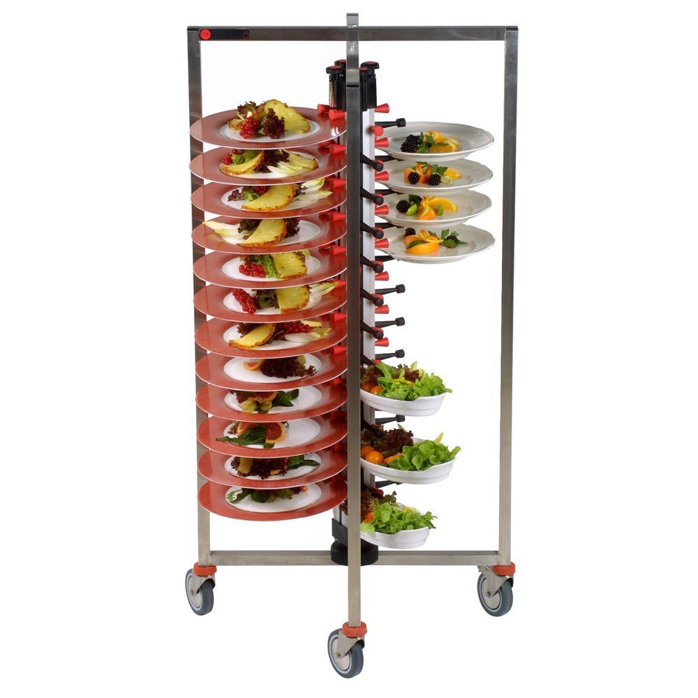 Plate-Mate PM48-155 Stainless Steel 48 Plates Collapsible Mobile Catering Cart, 350 lbs Capacity, 51 Height
